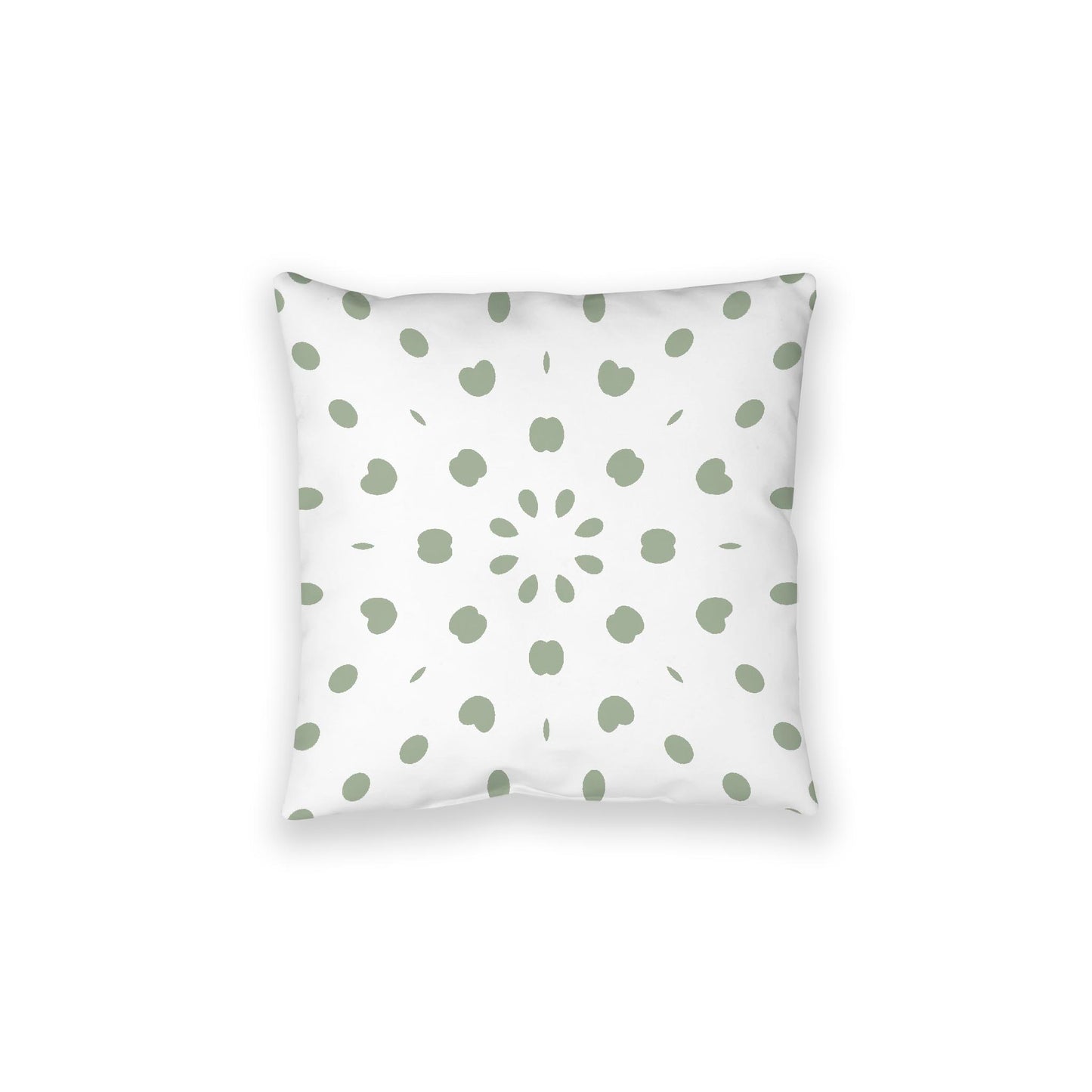 White Spun Polyester Floor Pillow, Green Burst on Top, White Bottom, 28 x 28 inches