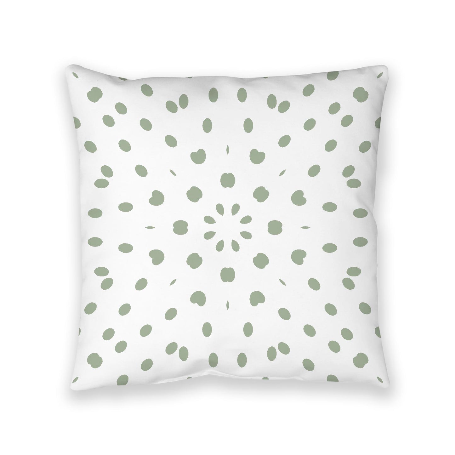 White Spun Polyester Floor Pillow, Green Burst on Top, White Bottom, 40 x 40 inches