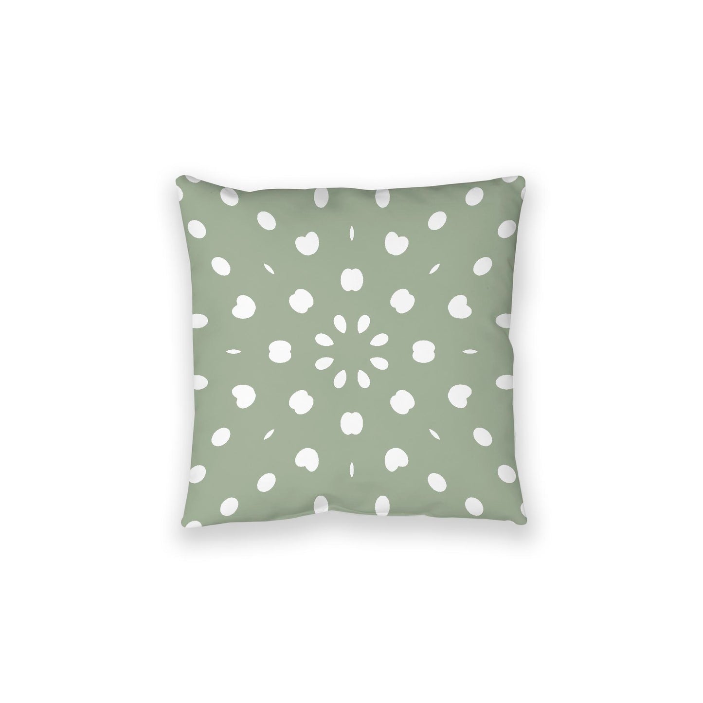 Green Spun Polyester Floor Pillow, White Burst Pattern on Top, Green Bottom, 28 x 28 inches