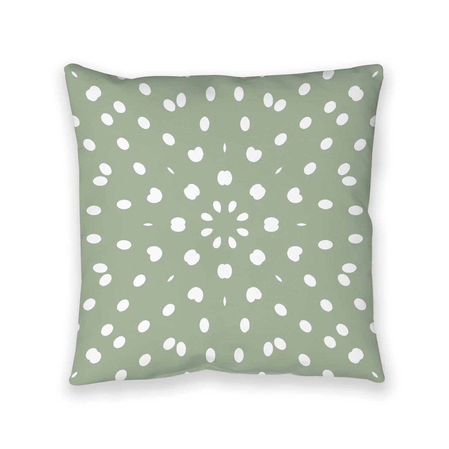 Green Spun Polyester Floor Pillow, White Burst Pattern on Top, Green Bottom, 40 x 40 inches
