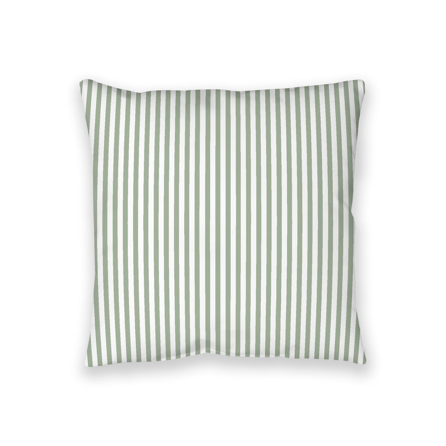 White Spun Polyester Floor Pillow, Thin Green Bars on Top, White Bottom, 36 x 36 inches