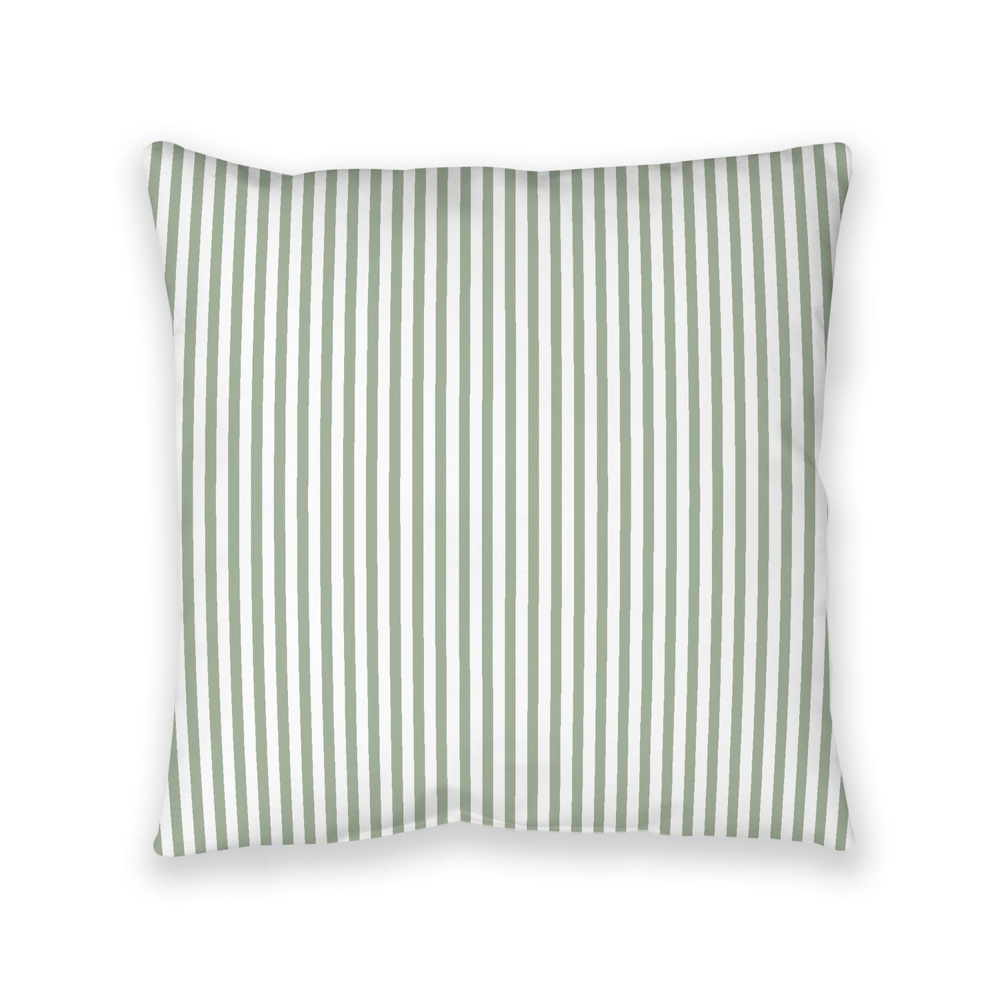 White Spun Polyester Floor Pillow, Thin Green Bars on Top, White Bottom, 40 x 40 inches