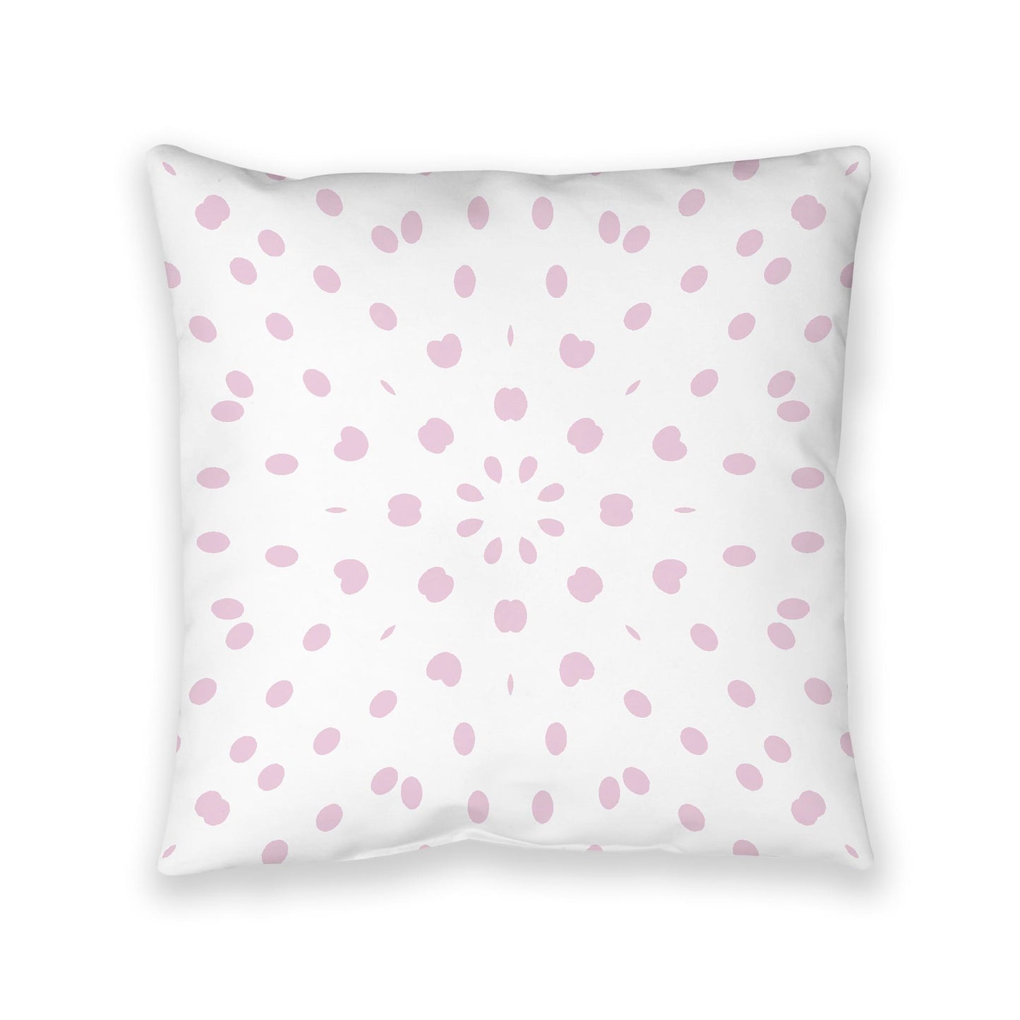 White Spun Polyester Floor Pillow, Pink Burst on Top, White Bottom, 40 x 40 inches
