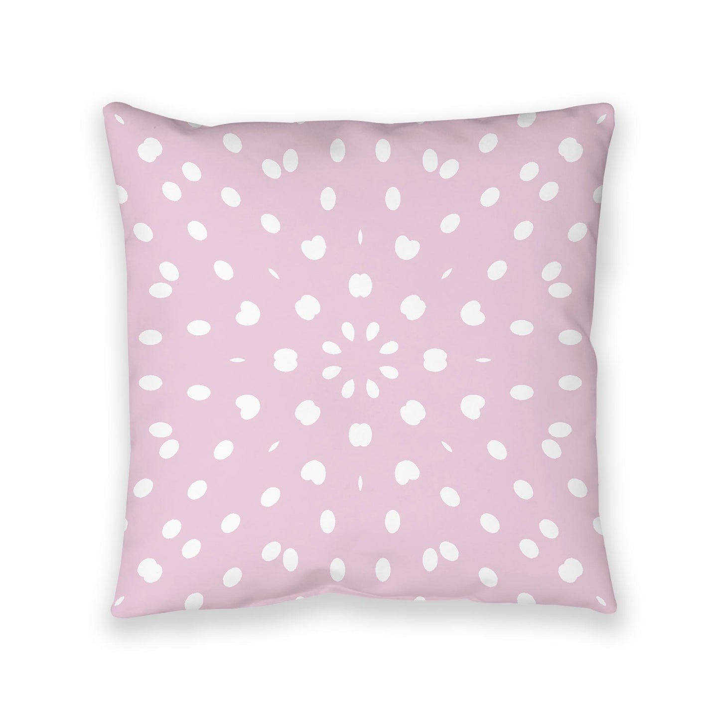 Pink Spun Polyester Floor Pillow, White Burst Pattern on Top, Pink Bottom, 40 x 40 inches