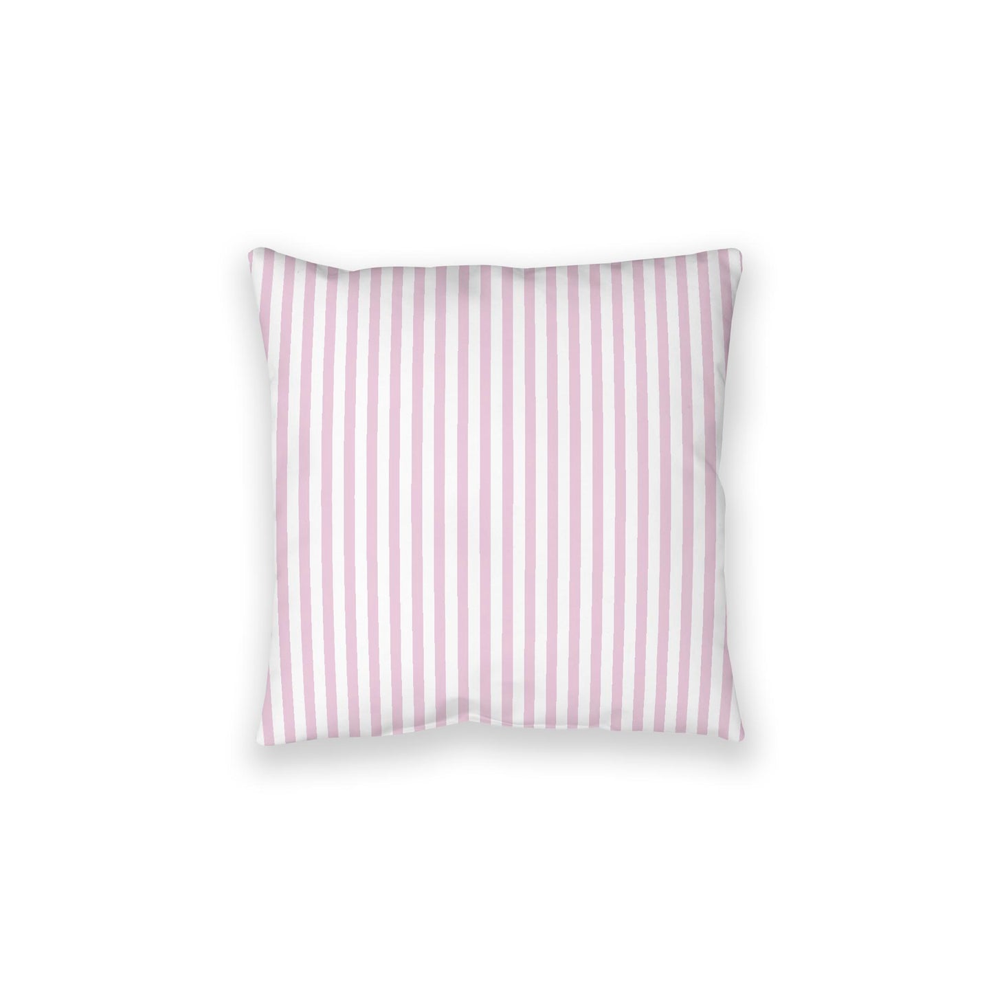 White Spun Polyester Floor Pillow, Thin Pink Bars on Top, White Bottom, 28 x 28 inches