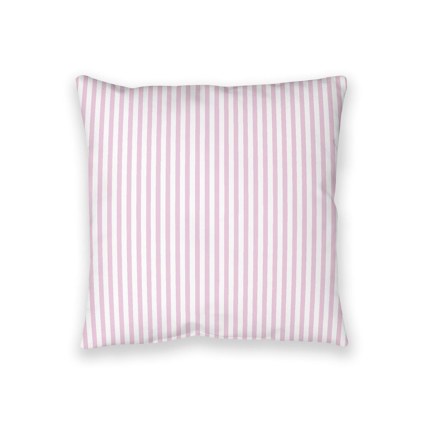 White Spun Polyester Floor Pillow, Thin Pink Bars on Top, White Bottom, 36 x 36 inches