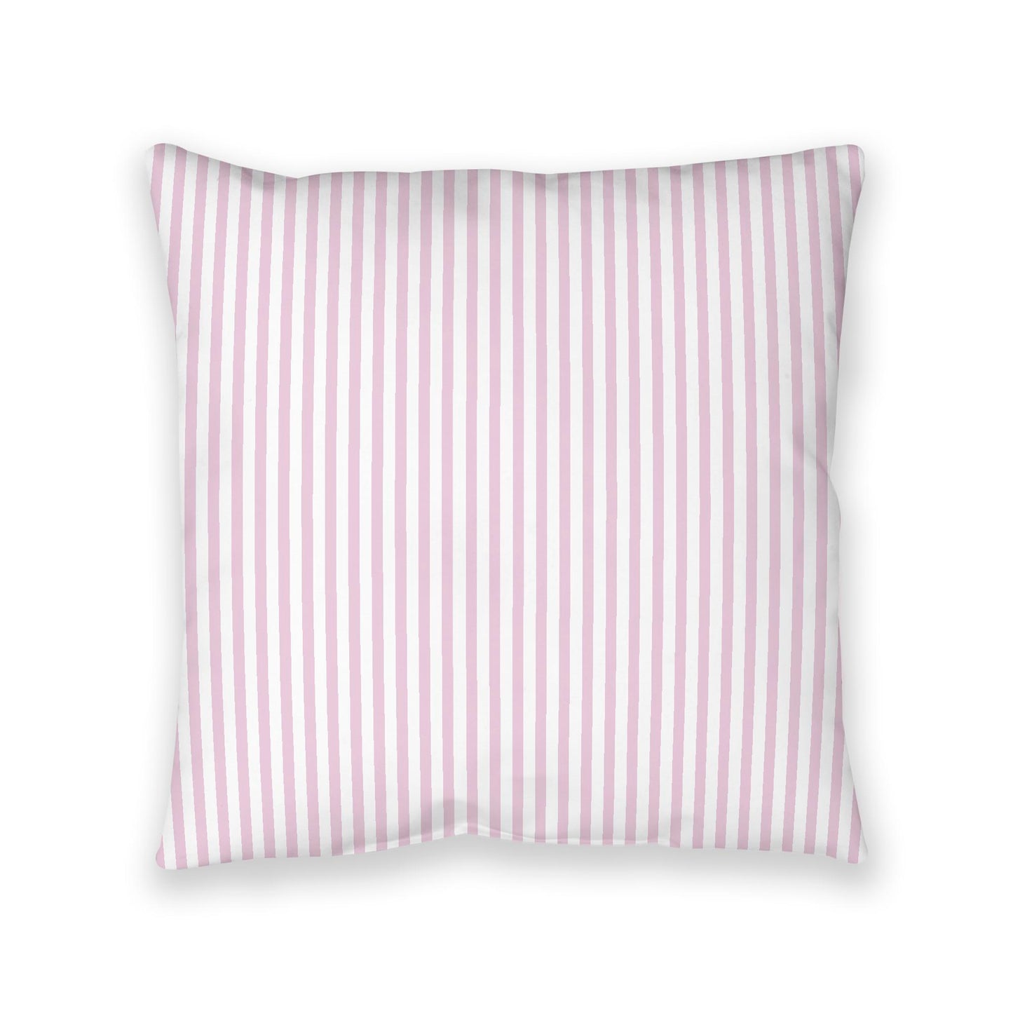 White Spun Polyester Floor Pillow, Thin Pink Bars on Top, White Bottom, 40 x 40 inches