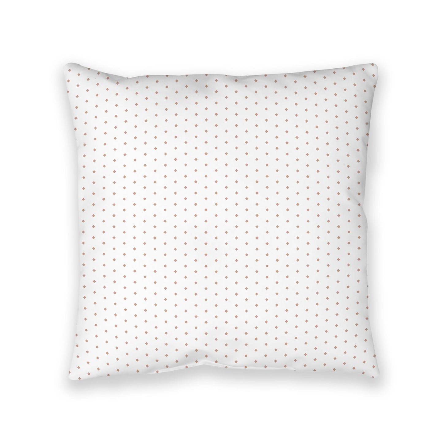 White Spun Polyester Floor Pillow, Salmon Diamonds on Top, White Bottom, 40 x 40 inches