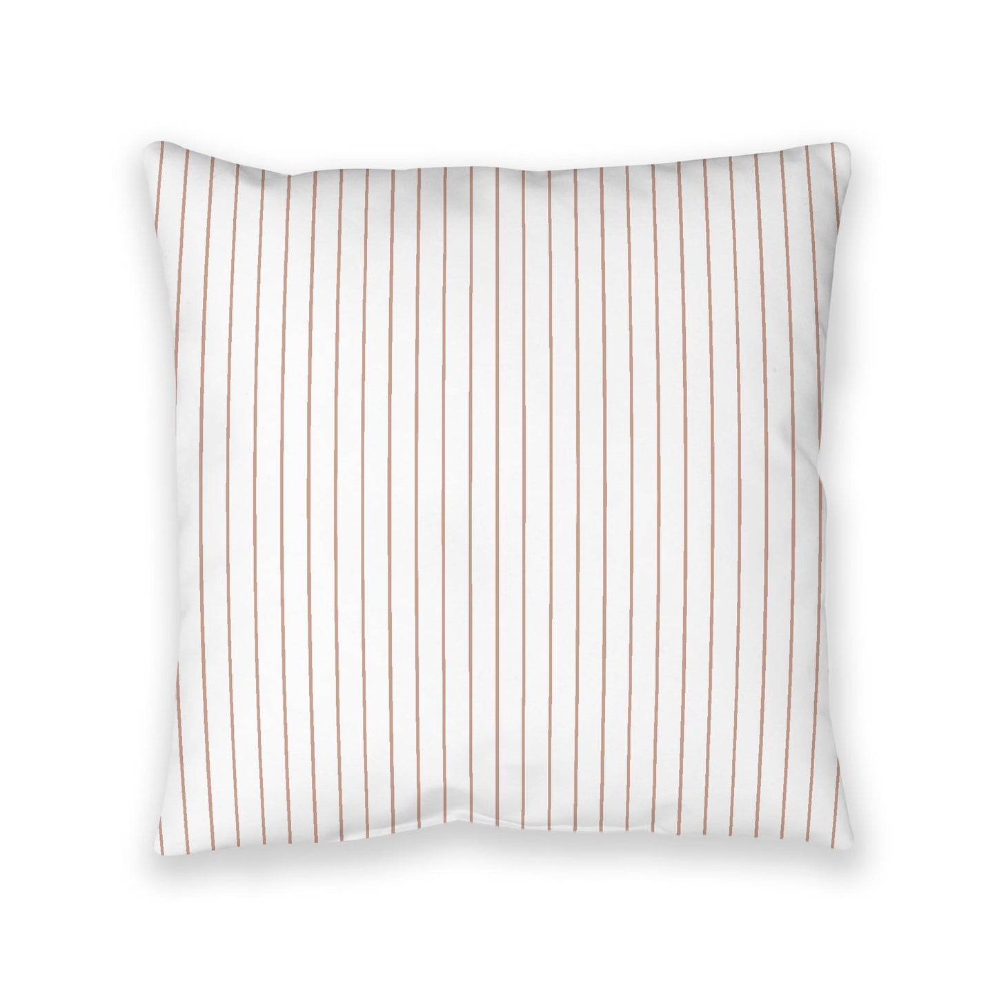 White Spun Polyester Floor Pillow, Salmon Stripes on Top, White Bottom, 40 x 40 inches