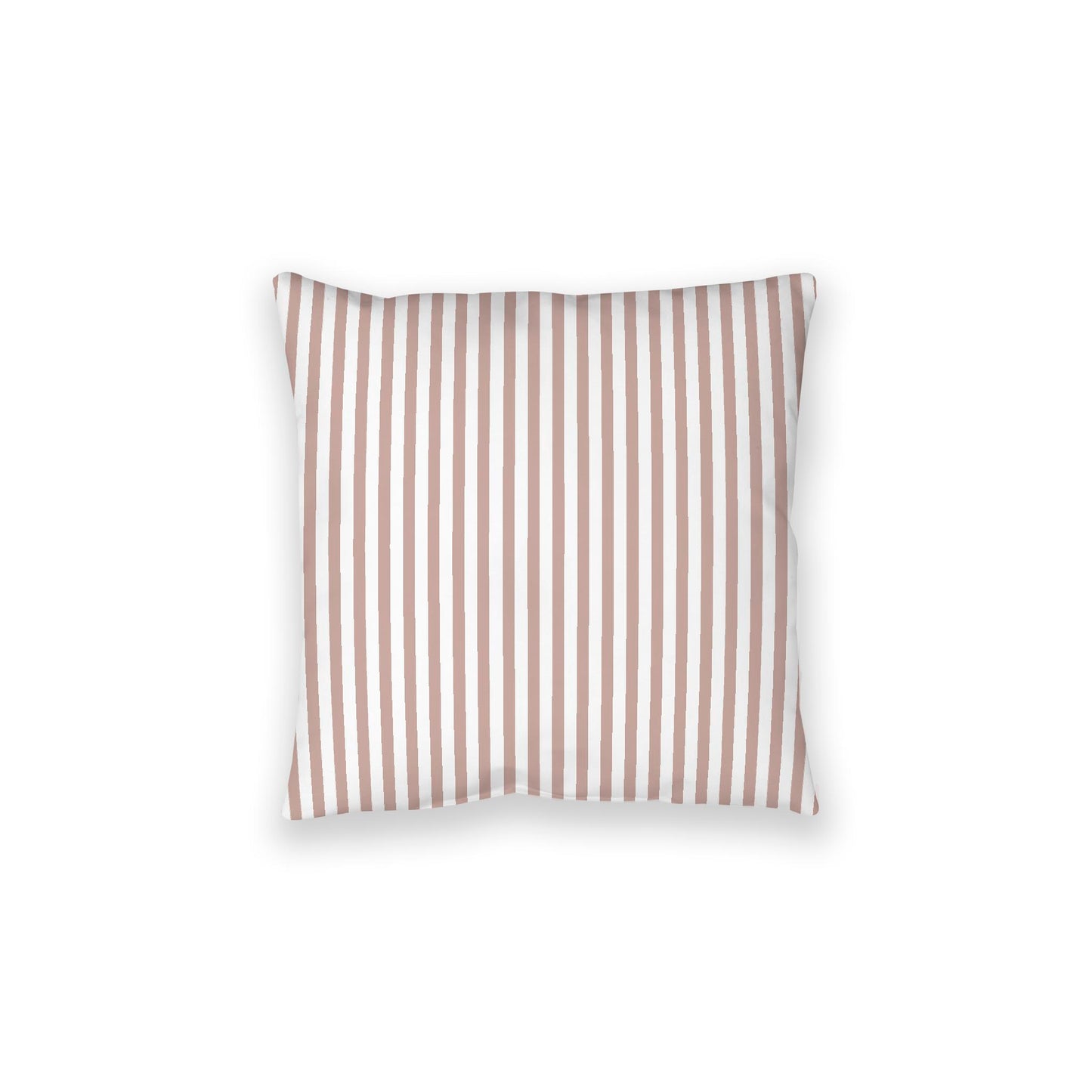 White Spun Polyester Floor Pillow, Thin Salmon Bars on Top, White Bottom, 28 x 28 inches