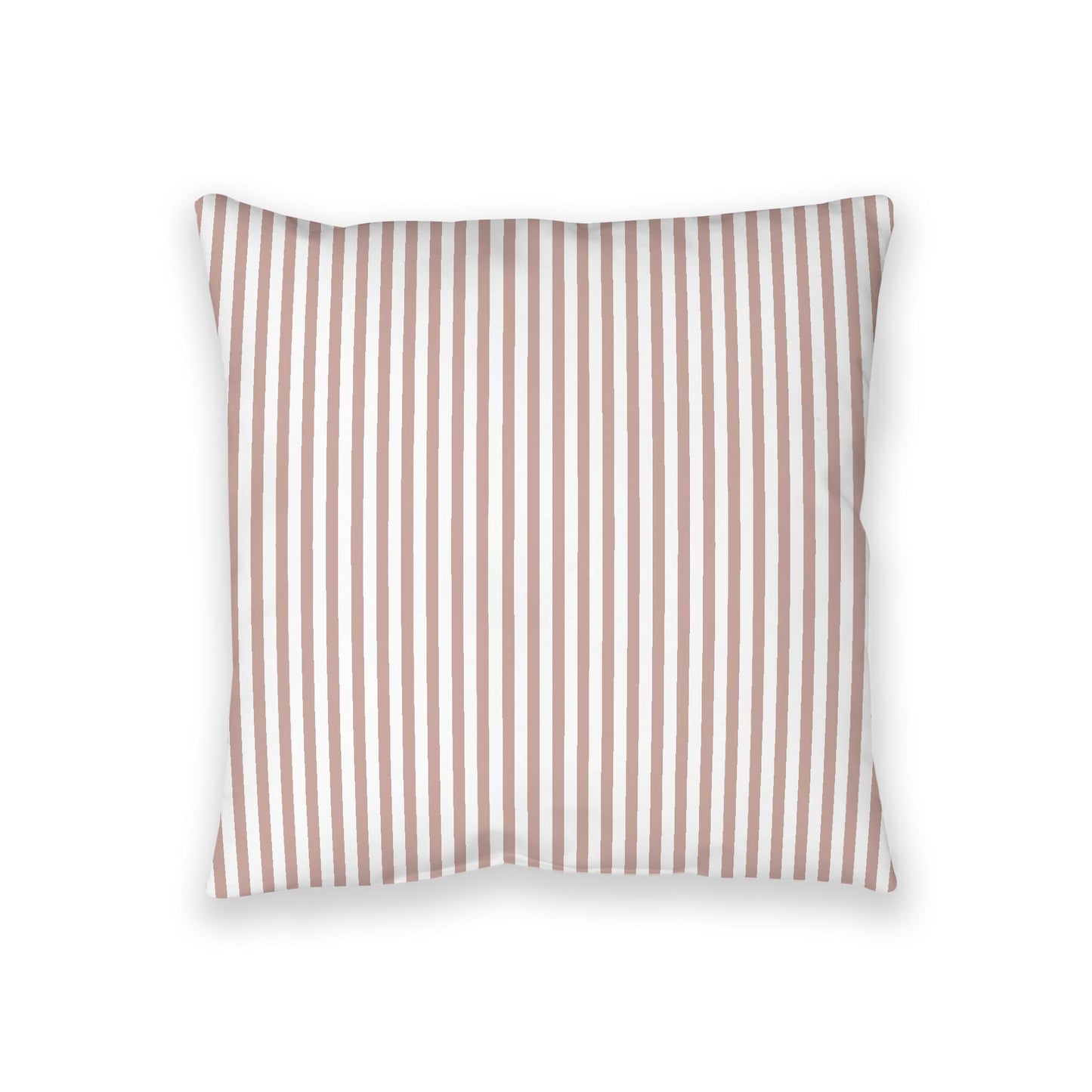 White Spun Polyester Floor Pillow, Thin Salmon Bars on Top, White Bottom, 36 x 36 inches