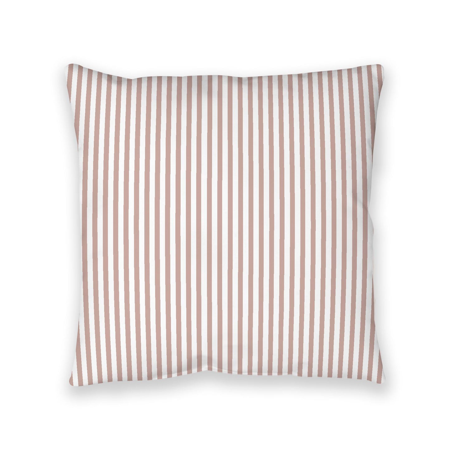 White Spun Polyester Floor Pillow, Thin Salmon Bars on Top, White Bottom, 40 x 40 inches