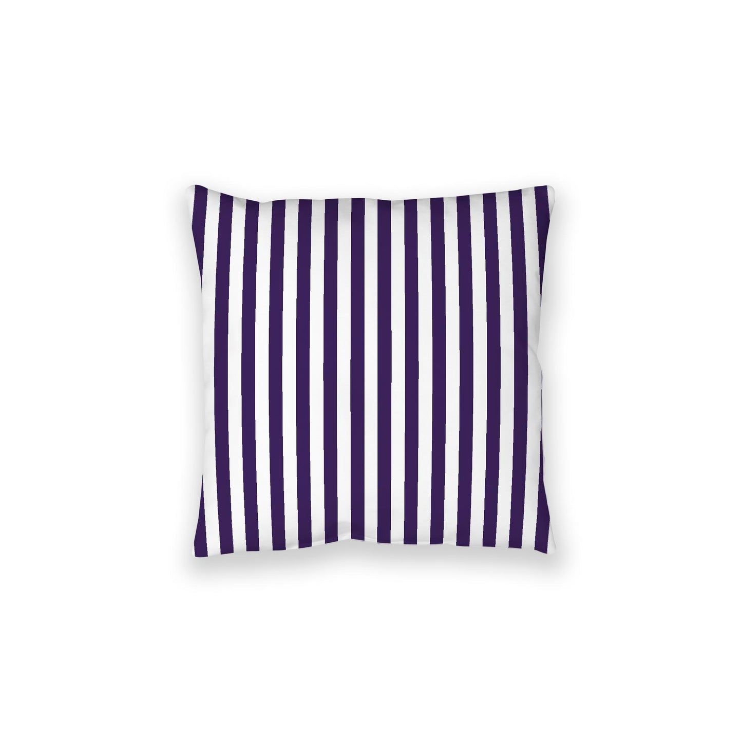 White Spun Polyester Floor Pillow, Bold Purple Bars on Top, White Bottom, 28 x 28 inches