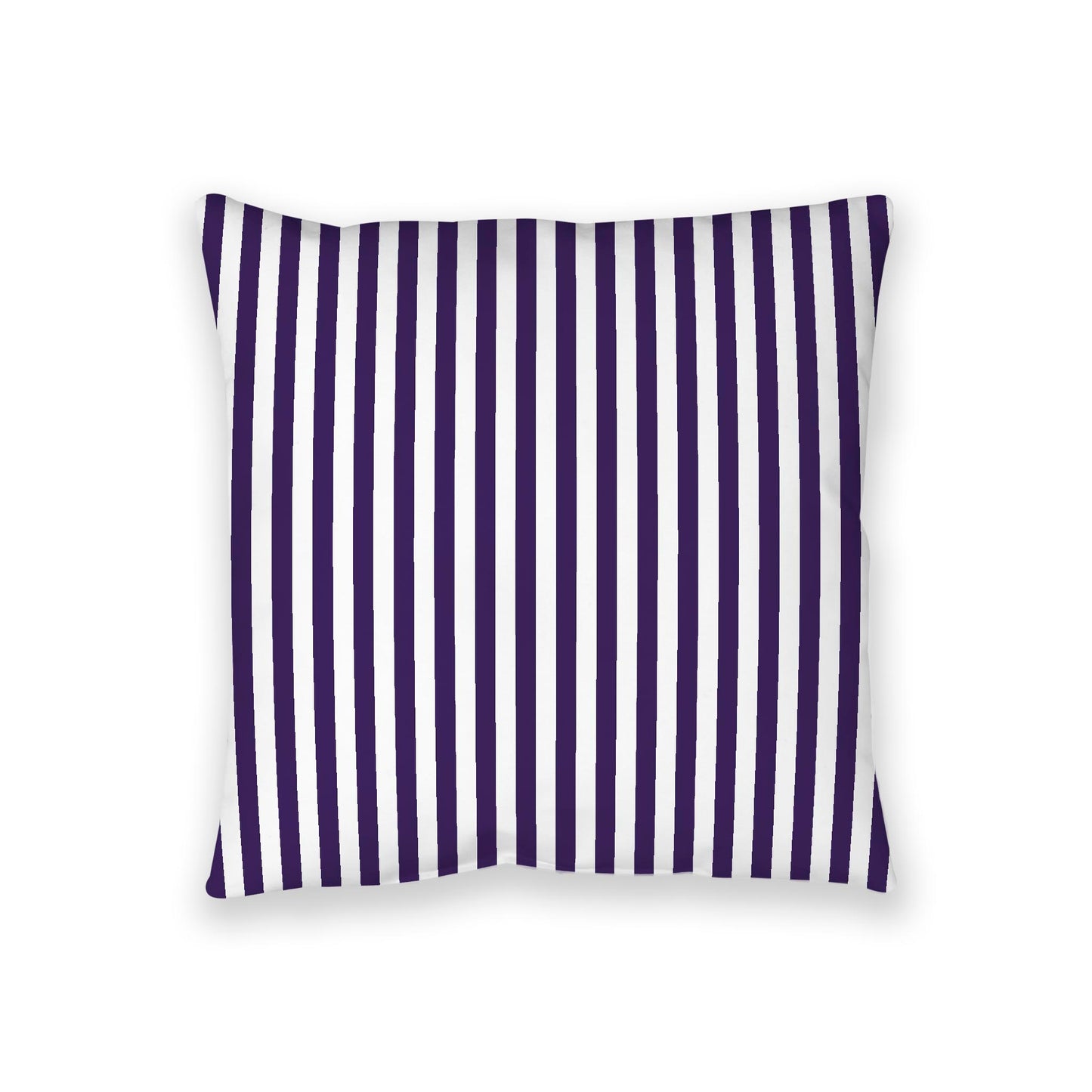 White Spun Polyester Floor Pillow, Bold Purple Bars on Top, White Bottom, 36 x 36 inches