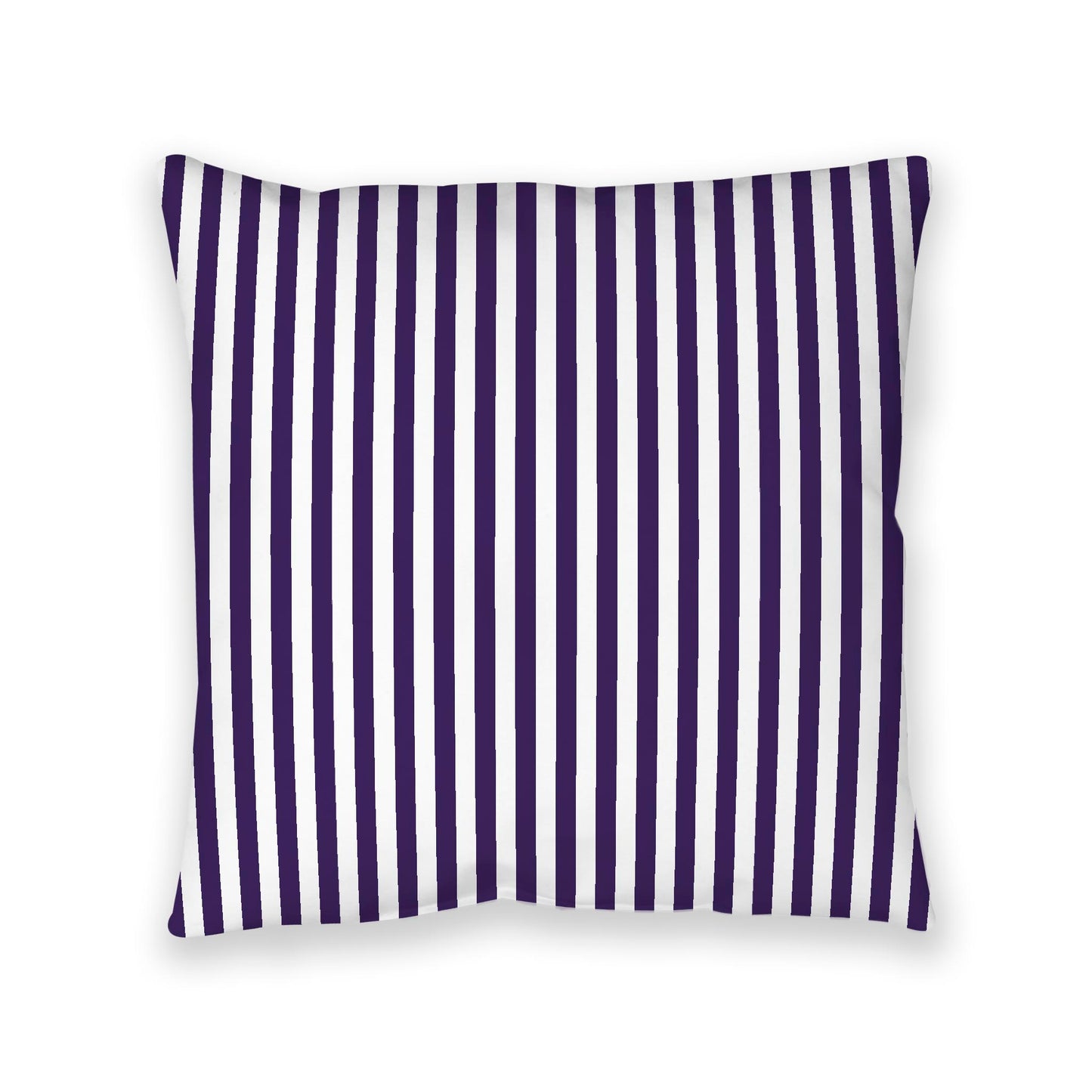 White Spun Polyester Floor Pillow, Bold Purple Bars on Top, White Bottom, 40 x 40 inches