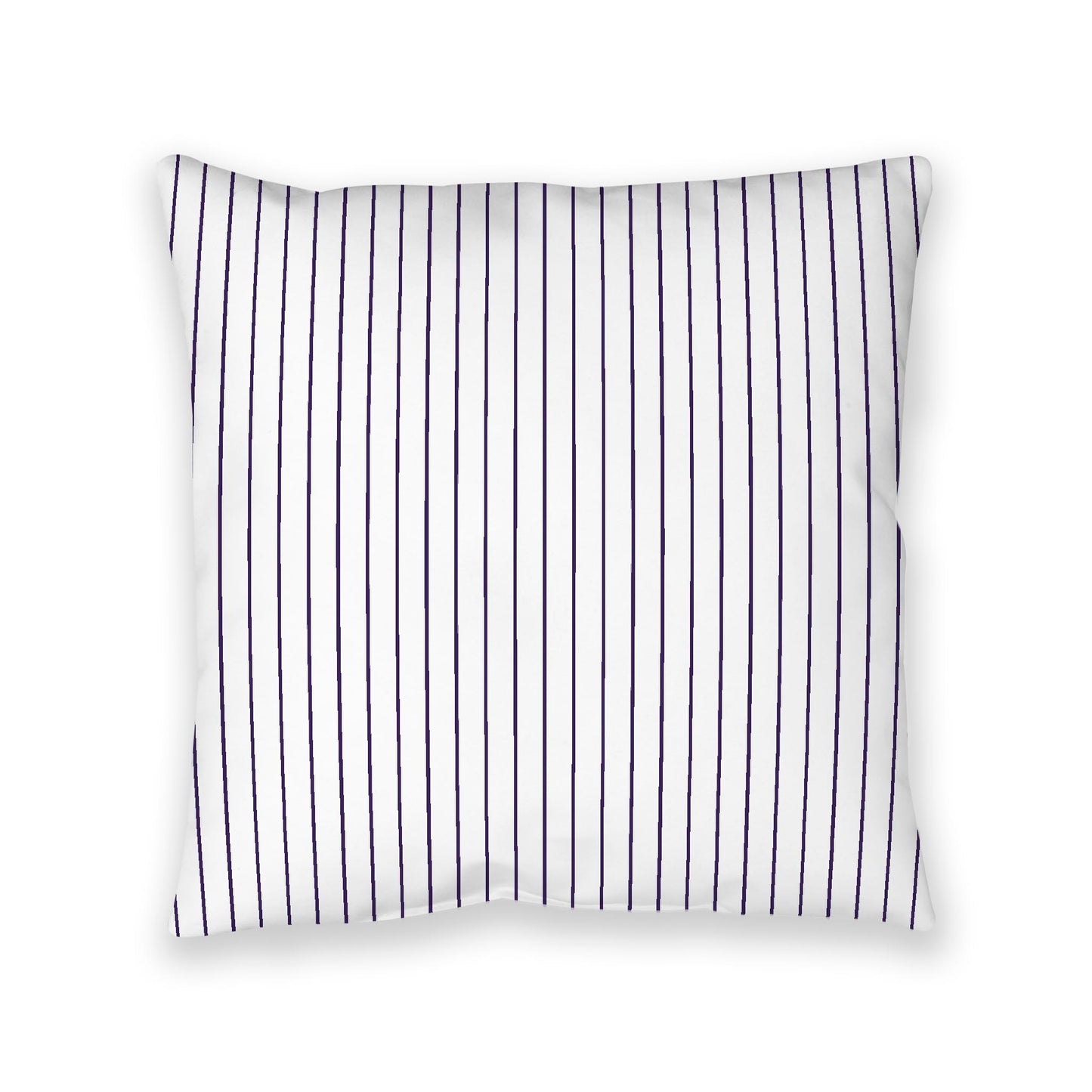 White Spun Polyester Floor Pillow, Purple Stripes on Top, White Bottom, 40 x 40 inches