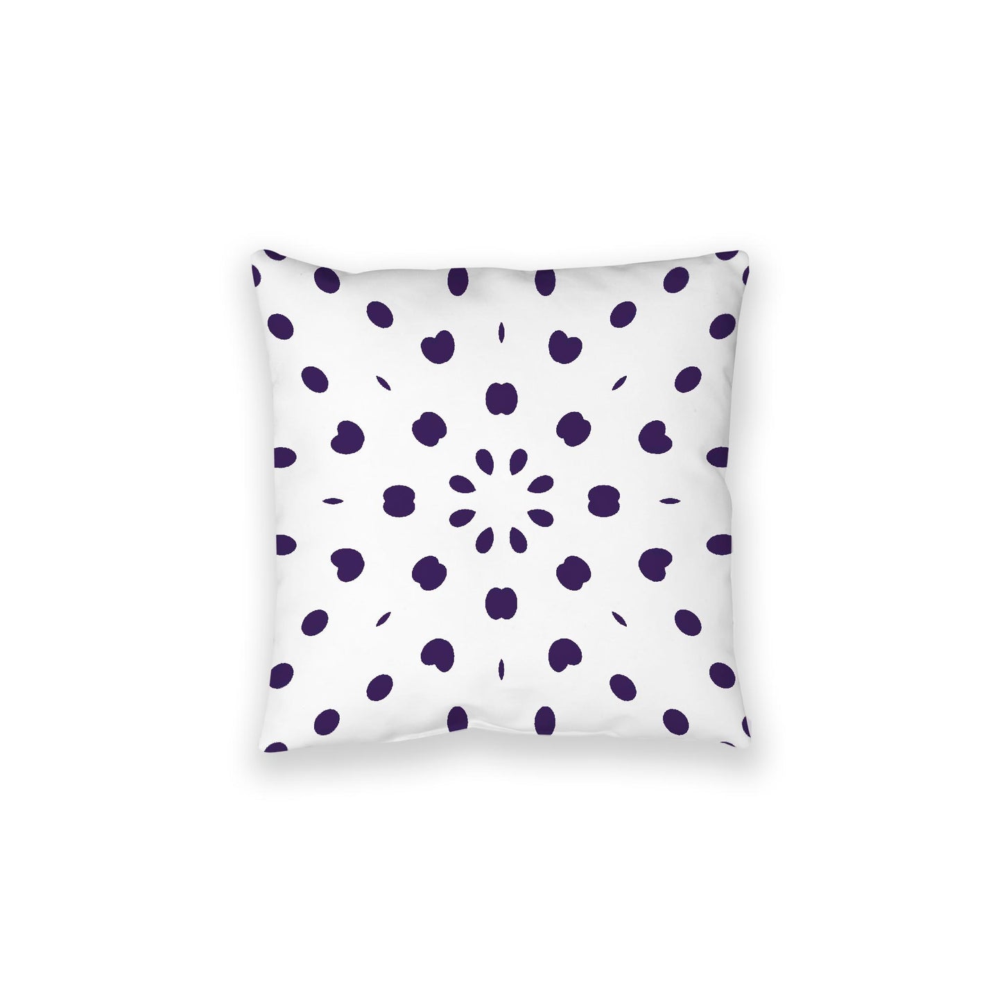 White Spun Polyester Floor Pillow, Purple Burst on Top, White Bottom, 28 x 28 inches