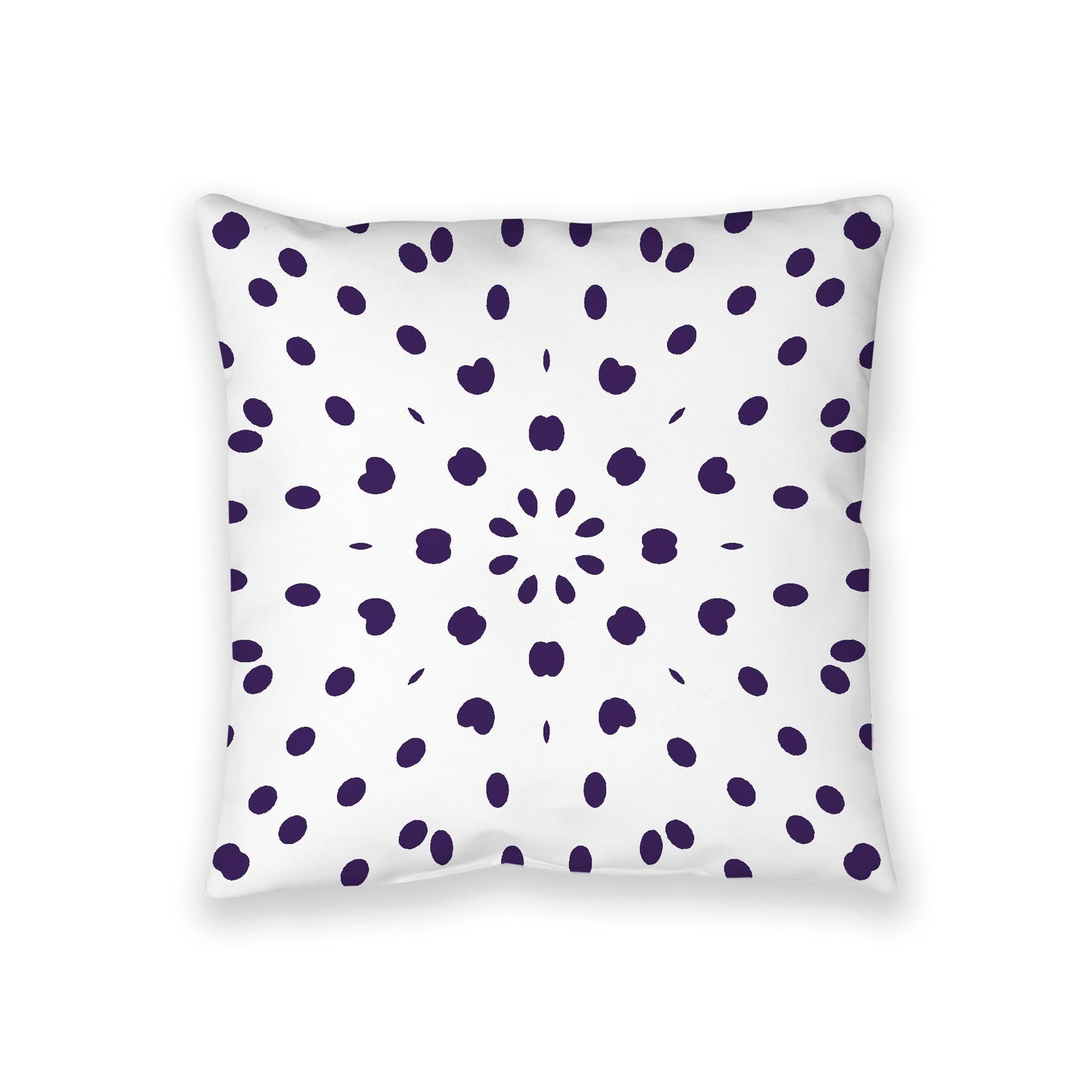 White Spun Polyester Floor Pillow, Purple Burst on Top, White Bottom, 36 x 36 inches