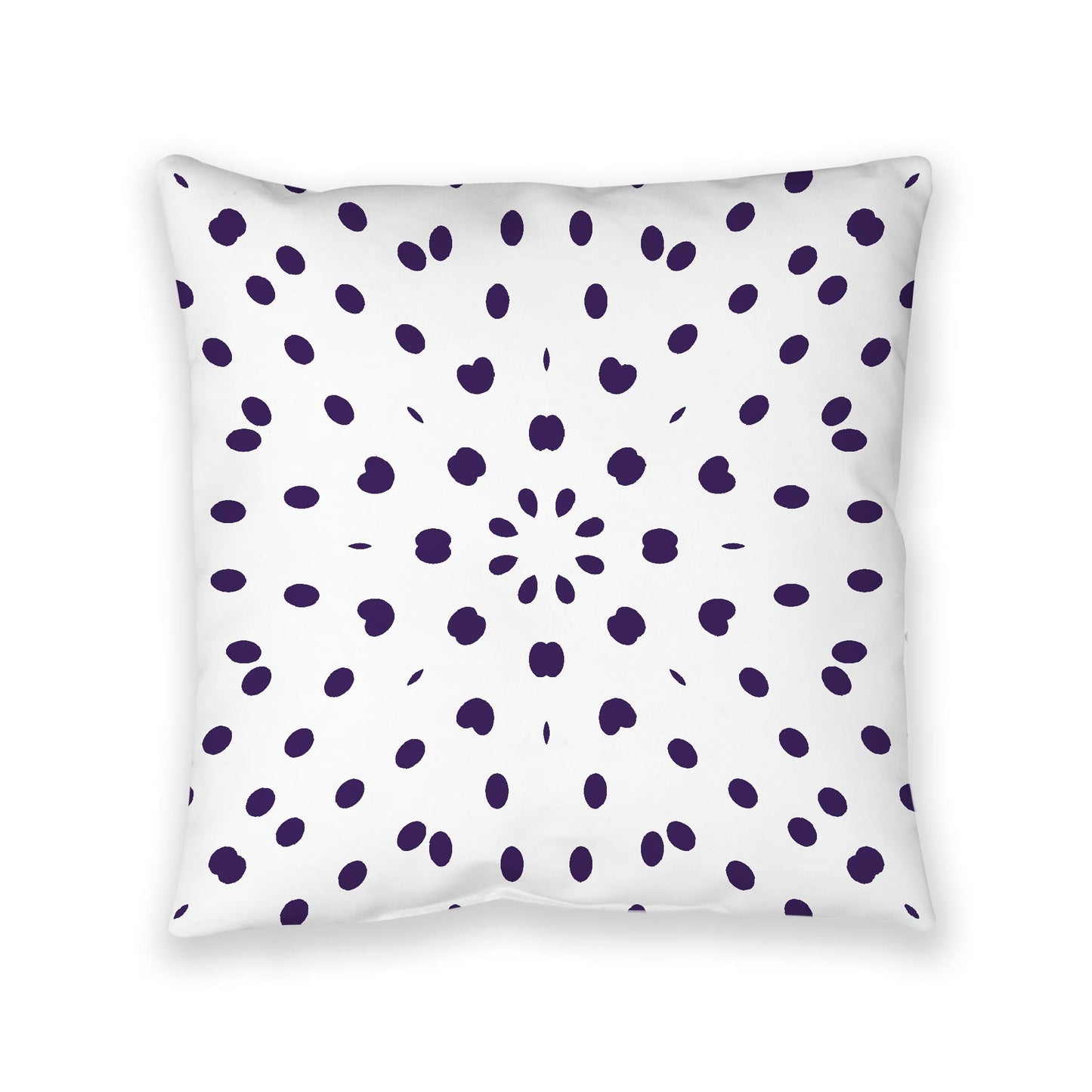 White Spun Polyester Floor Pillow, Purple Burst on Top, White Bottom, 40 x 40 inches