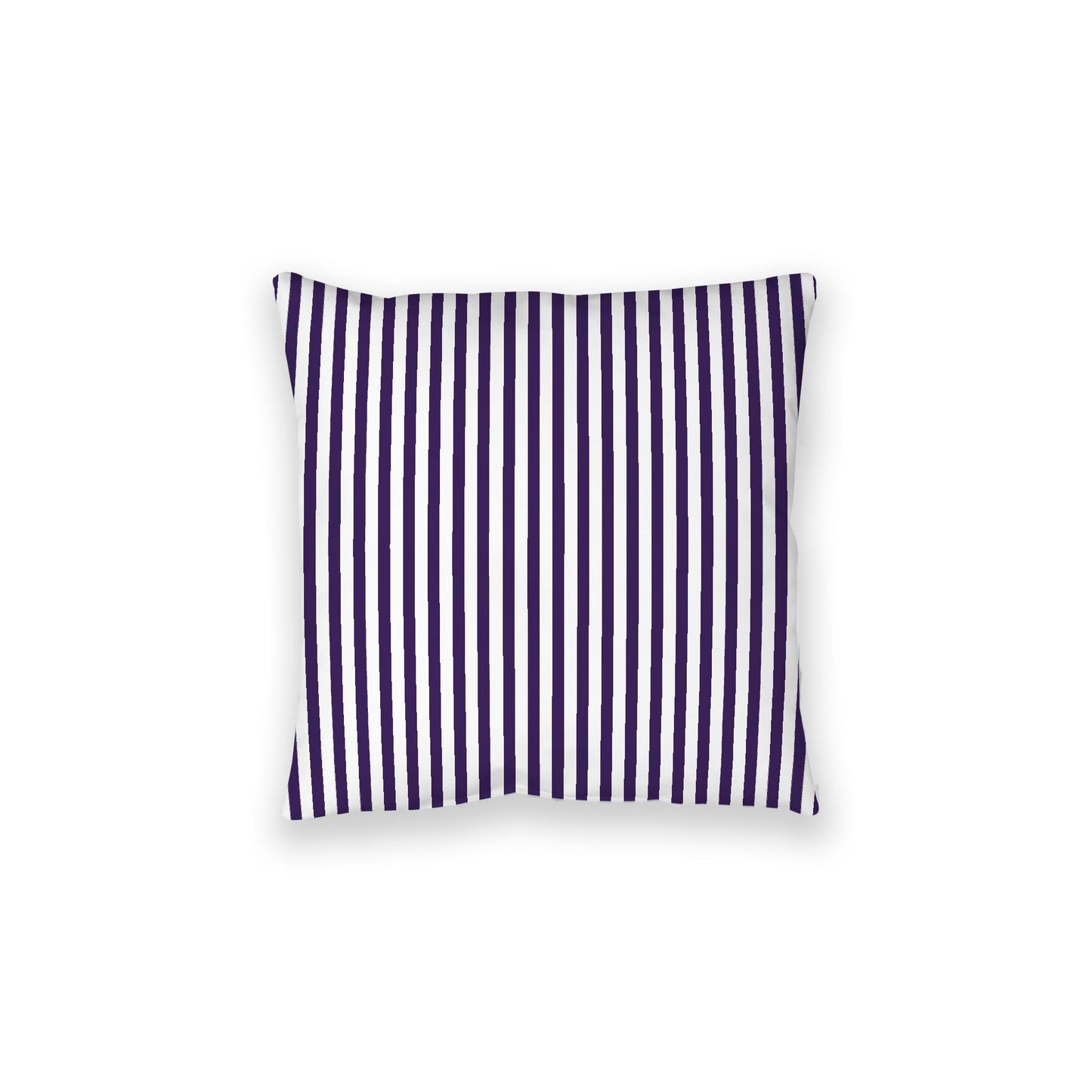 White Spun Polyester Floor Pillow, Thin Purple Bars on Top, White Bottom, 28 x 28 inches