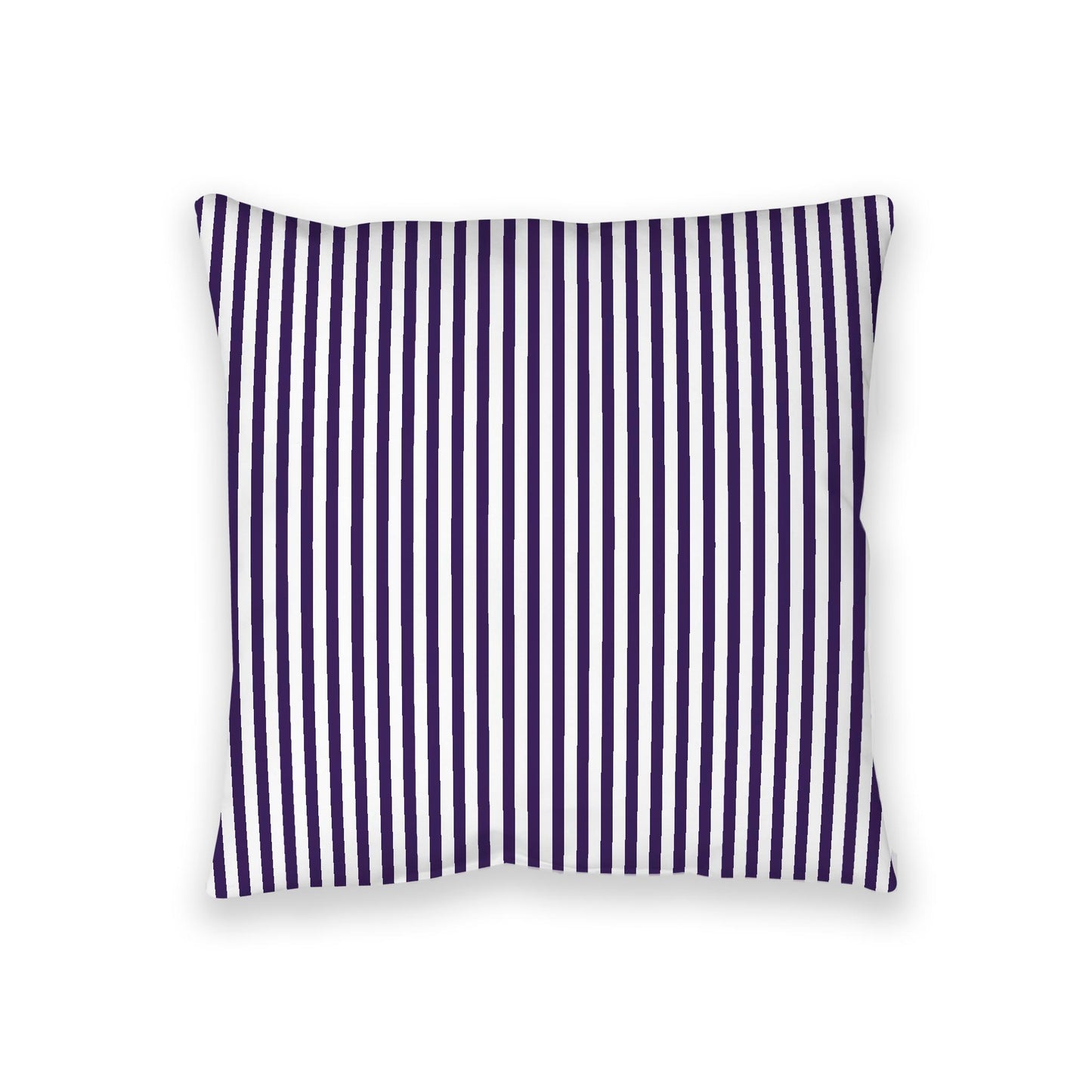 White Spun Polyester Floor Pillow, Thin Purple Bars on Top, White Bottom, 36 x 36 inches