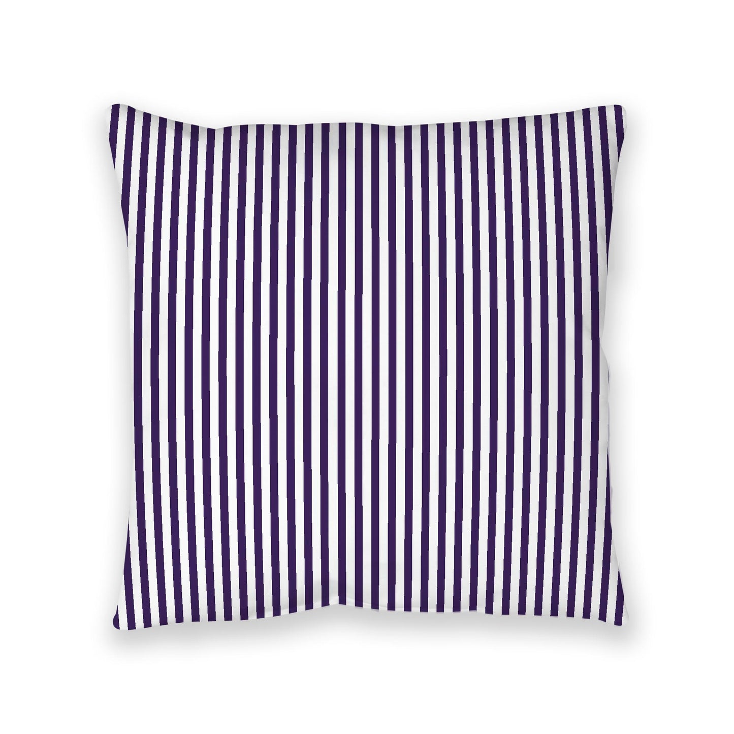 White Spun Polyester Floor Pillow, Thin Purple Bars on Top, White Bottom, 40 x 40 inches