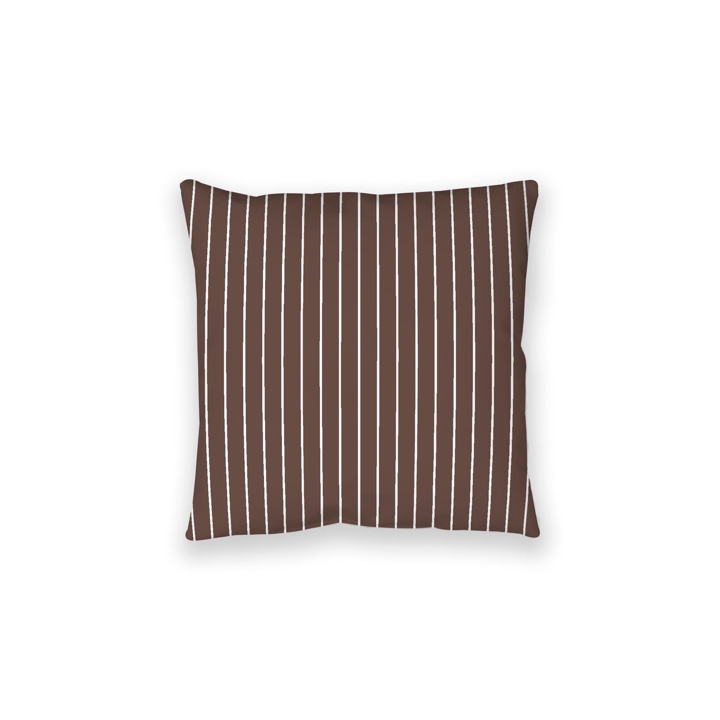 Brown Spun Polyester Floor Pillow, White Stripes on Top, Brown Bottom, 28 x 28 inches
