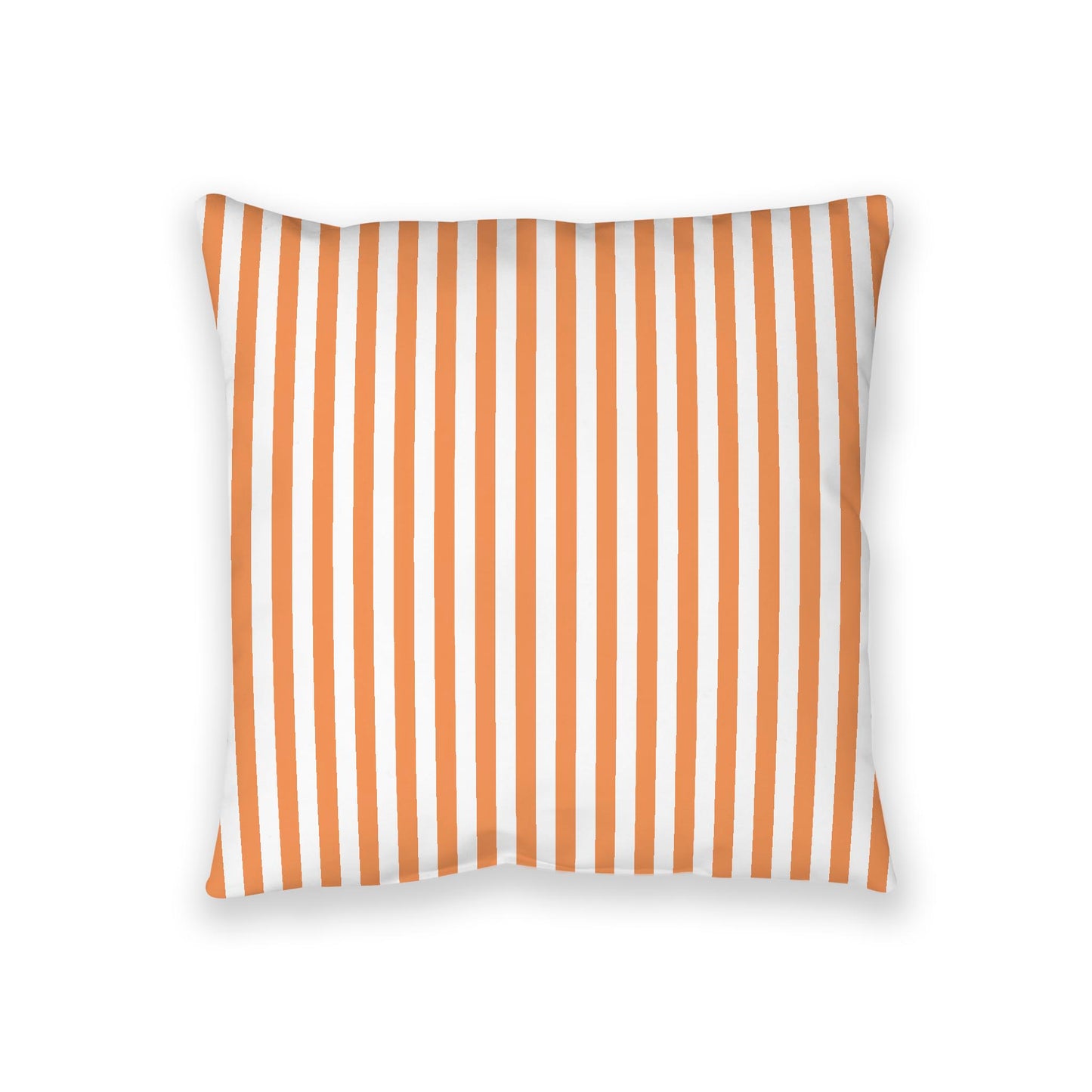White Spun Polyester Floor Pillow, Bold Orange Bars on Top, White Bottom, 36 x 36 inches