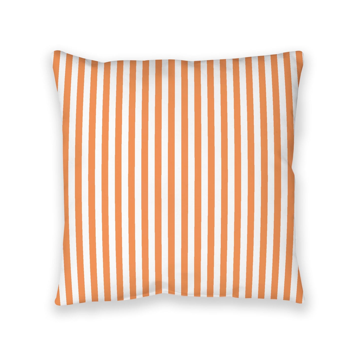White Spun Polyester Floor Pillow, Bold Orange Bars on Top, White Bottom, 40 x 40 inches