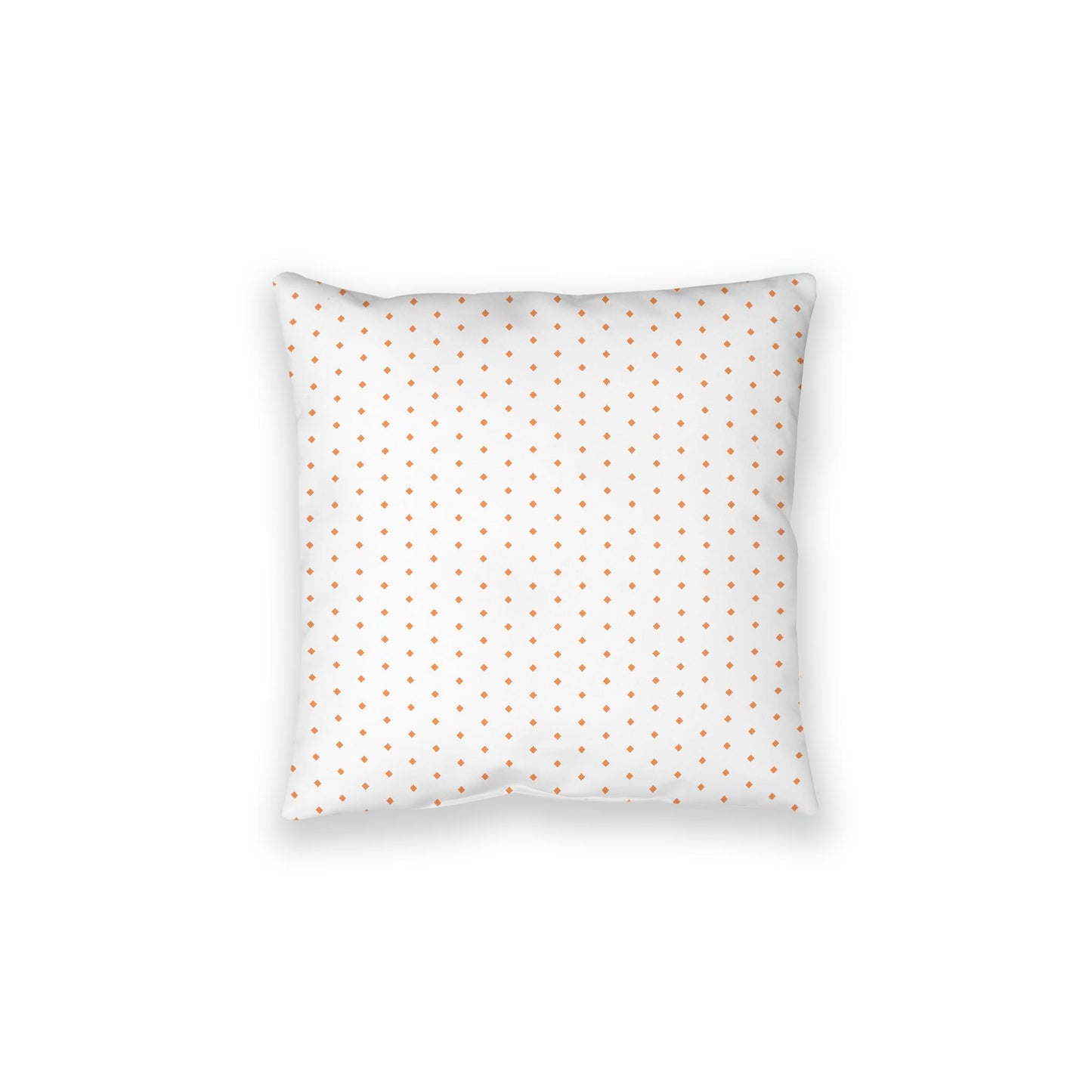 White Spun Polyester Floor Pillow, Orange Diamonds on Top, White Bottom, 28 x 28 inches