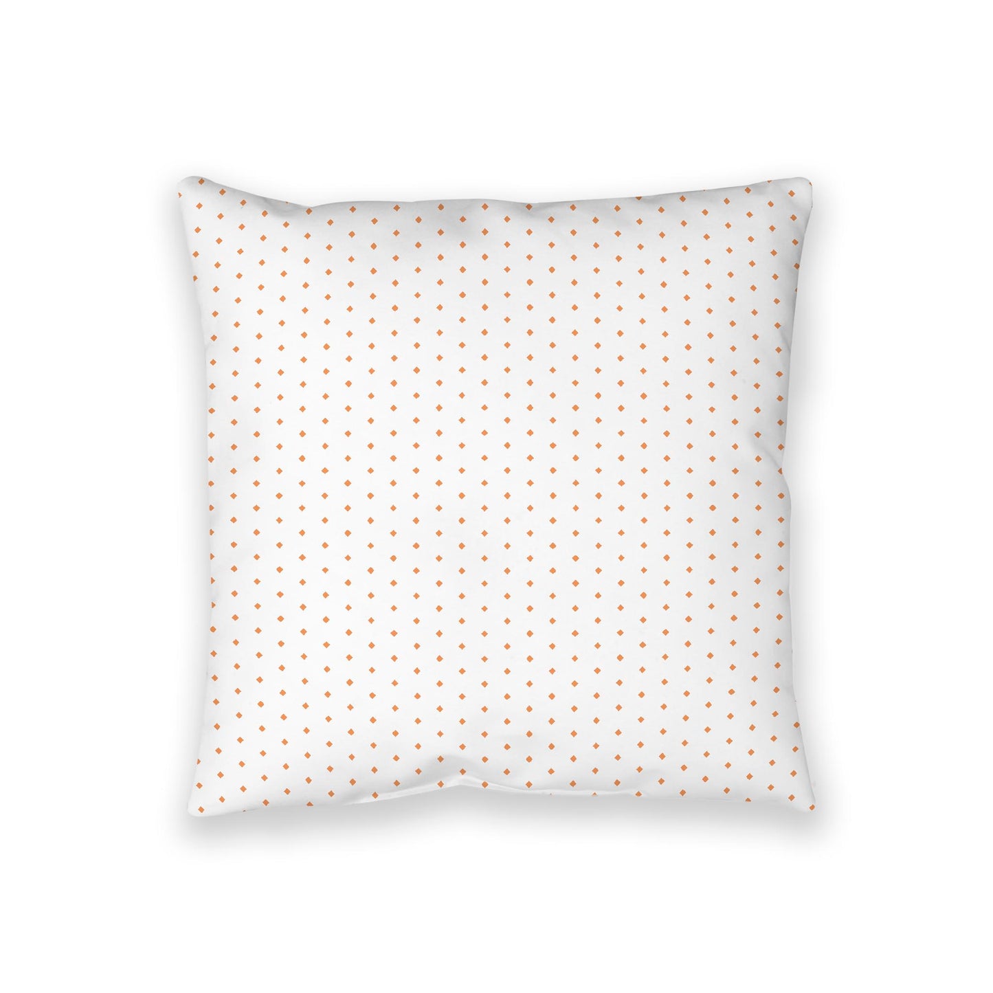 White Spun Polyester Floor Pillow, Orange Diamonds on Top, White Bottom, 36 x 36 inches