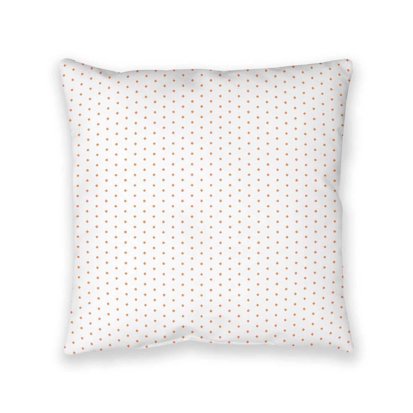 White Spun Polyester Floor Pillow, Orange Diamonds on Top, White Bottom, 40 x 40 inches