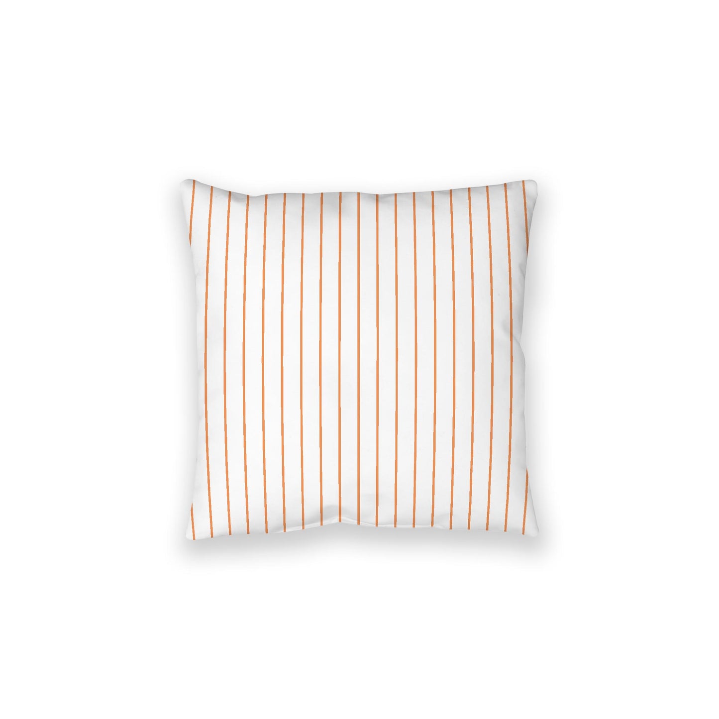 White Spun Polyester Floor Pillow, Orange Stripes on Top, White Bottom, 28 x 28 inches