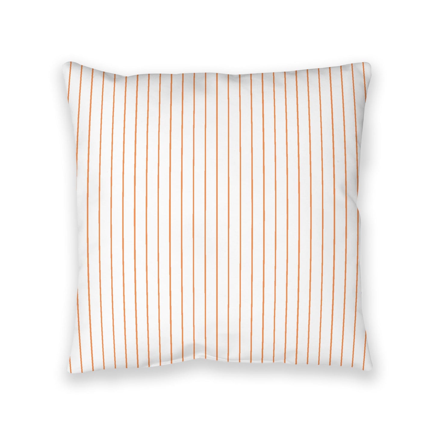 White Spun Polyester Floor Pillow, Orange Stripes on Top, White Bottom, 40 x 40 inches