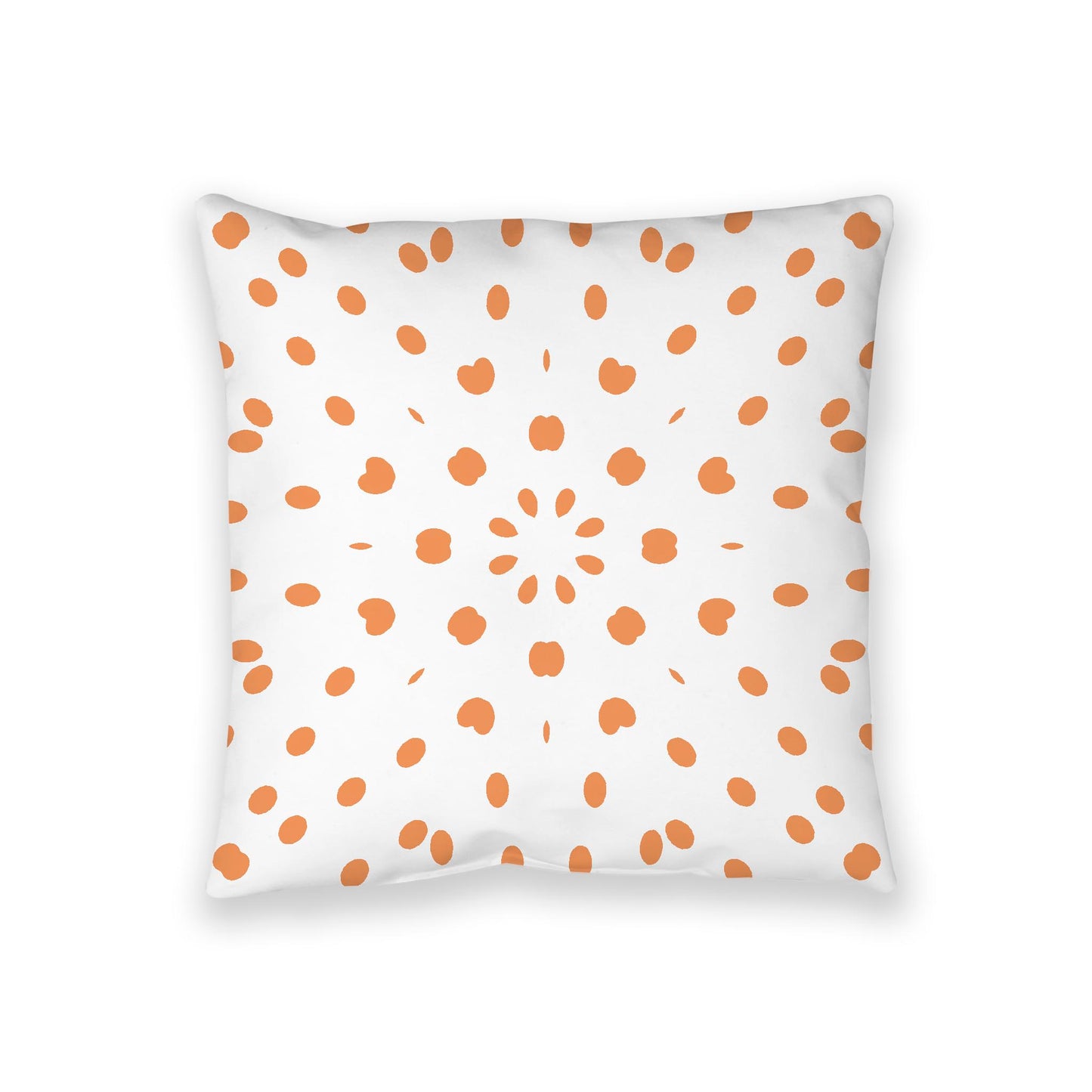 White Spun Polyester Floor Pillow, Orange Burst on Top, White Bottom, 36 x 36 inches
