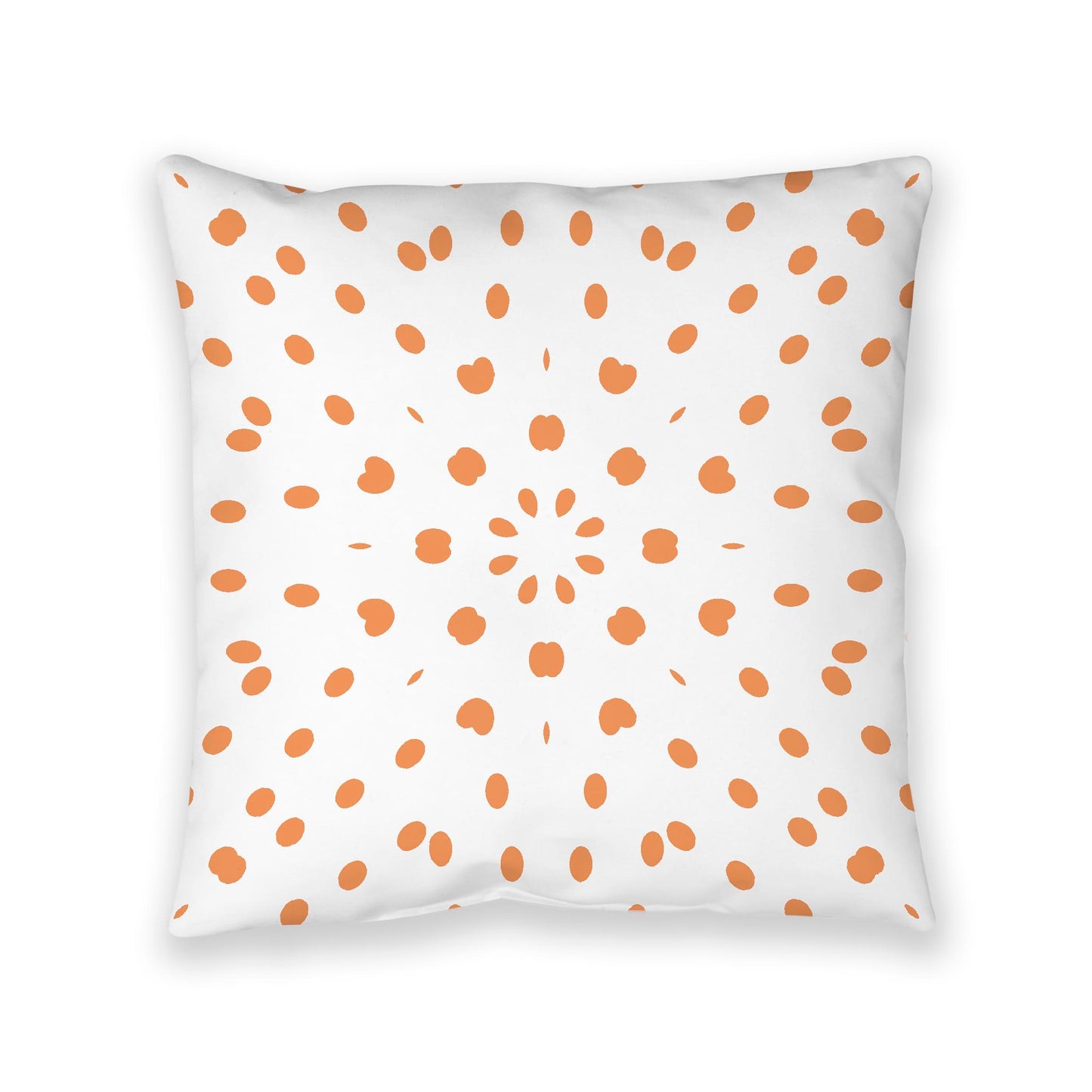 White Spun Polyester Floor Pillow, Orange Burst on Top, White Bottom, 40 x 40 inches