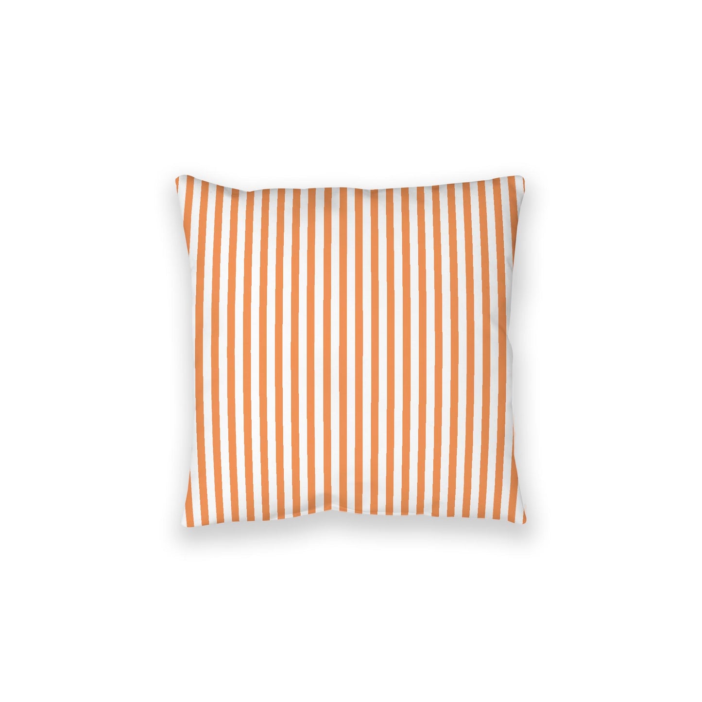 White Spun Polyester Floor Pillow, Thin Orange Bars on Top, White Bottom, 28 x 28 inches