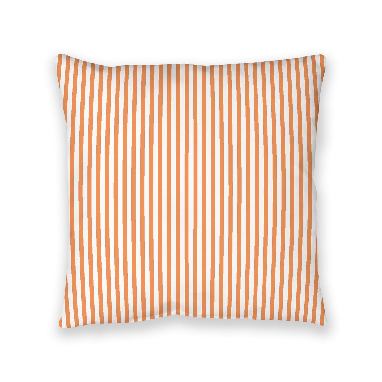 White Spun Polyester Floor Pillow, Thin Orange Bars on Top, White Bottom, 40 x 40 inches
