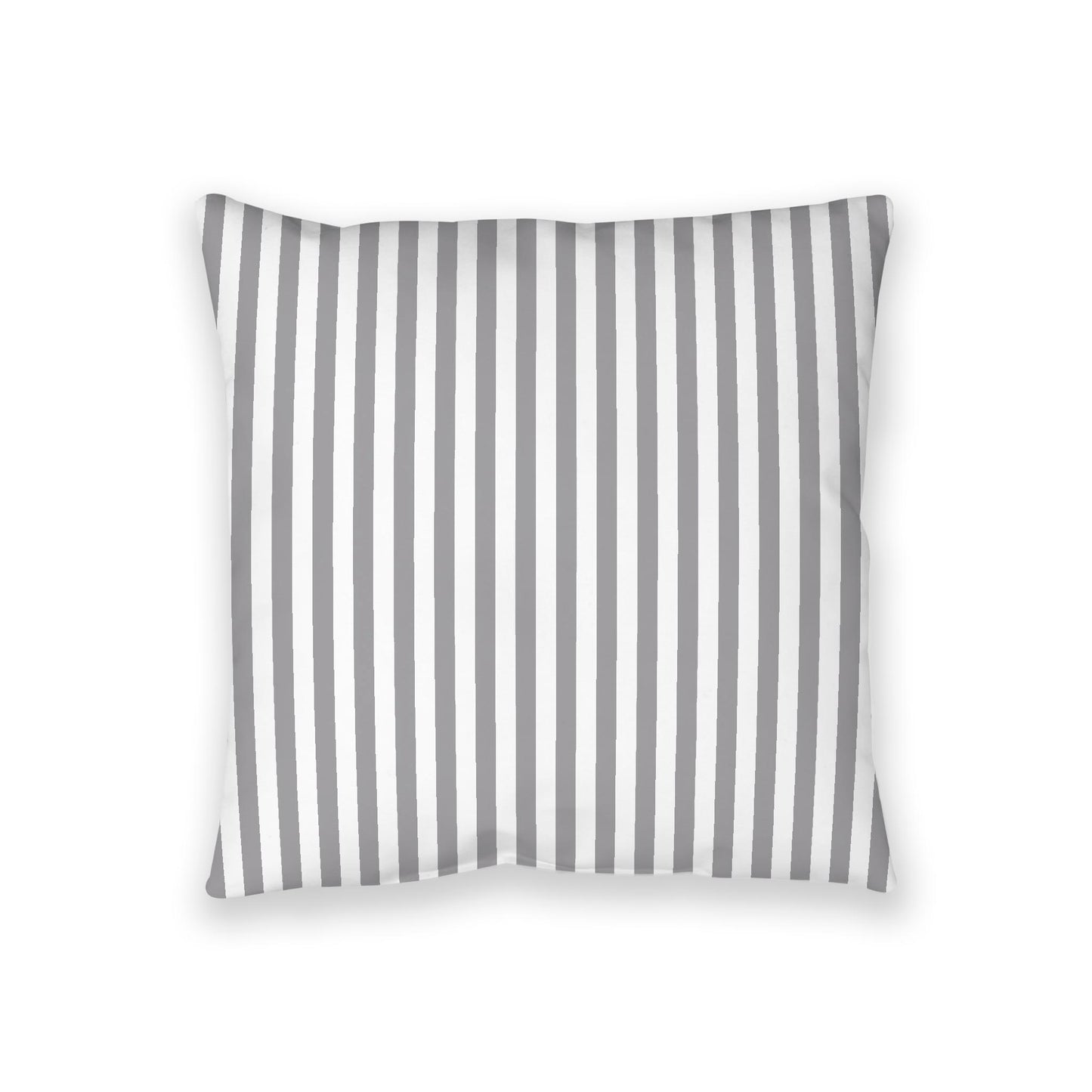 White Spun Polyester Floor Pillow, Bold Grey Bars on Top, White Bottom, 36 x 36 inches