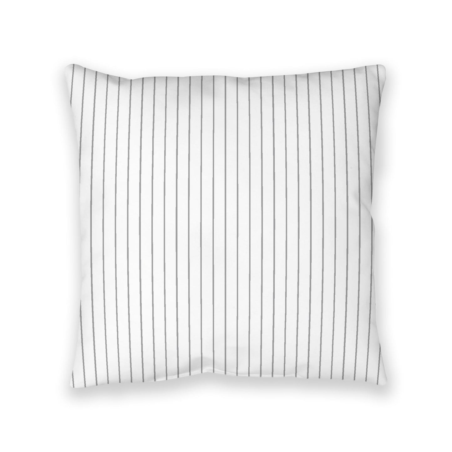 White Spun Polyester Floor Pillow, Grey Stripes on Top, White Bottom, 40 x 40 inches