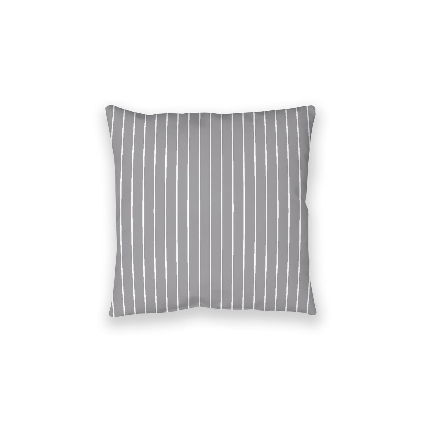 Grey Spun Polyester Floor Pillow, White Stripes on Top, Grey Bottom, 28 x 28 inches