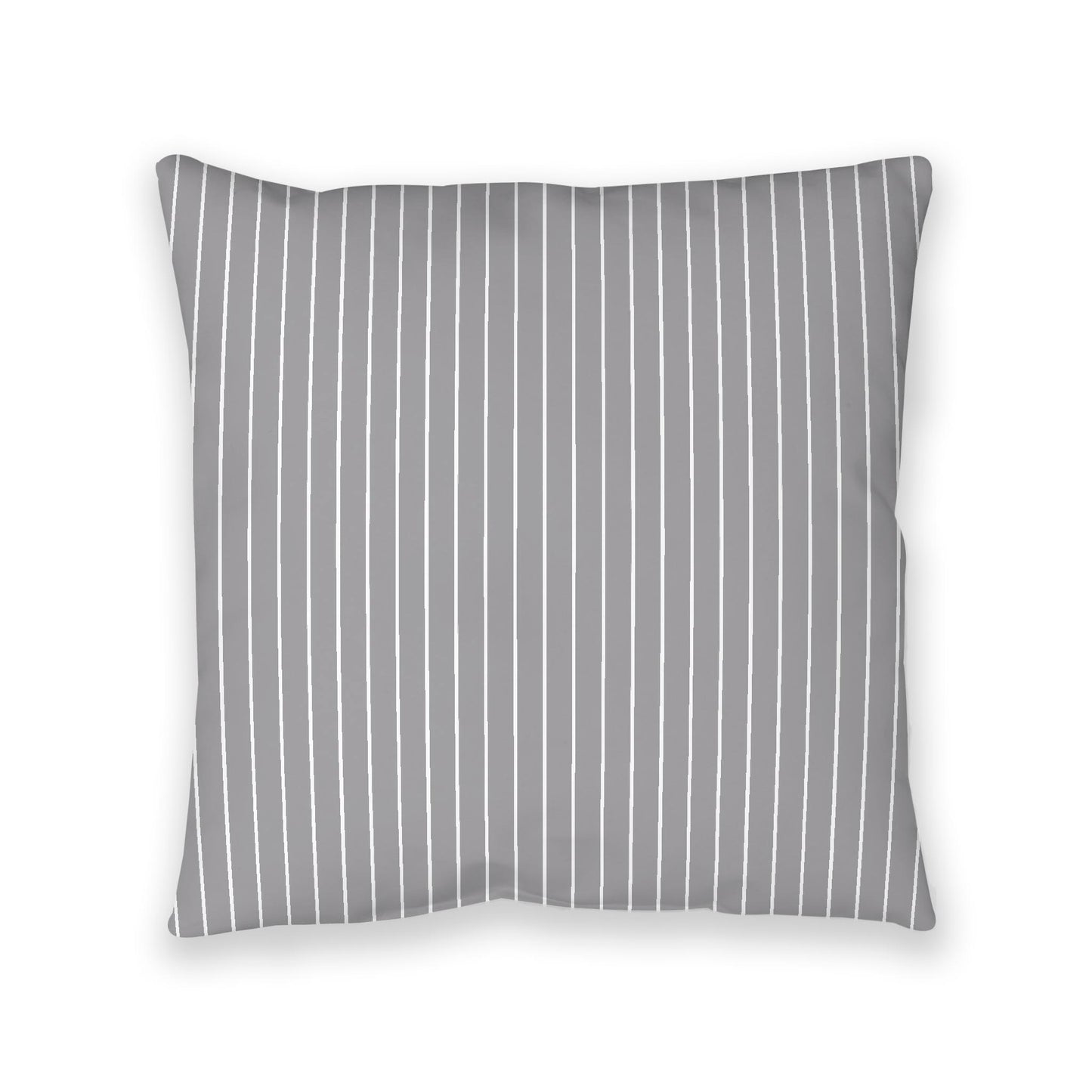 Grey Spun Polyester Floor Pillow, White Stripes on Top, Grey Bottom, 40 x 40 inches
