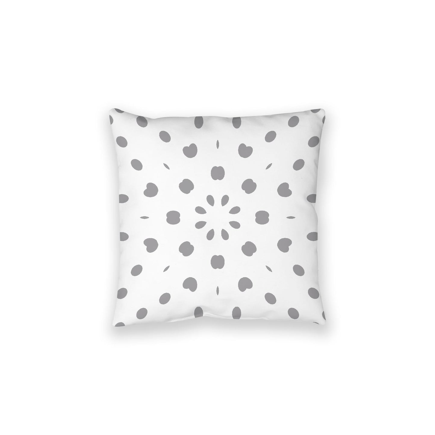 White Spun Polyester Floor Pillow, Grey Burst on Top, White Bottom, 28 x 28 inches