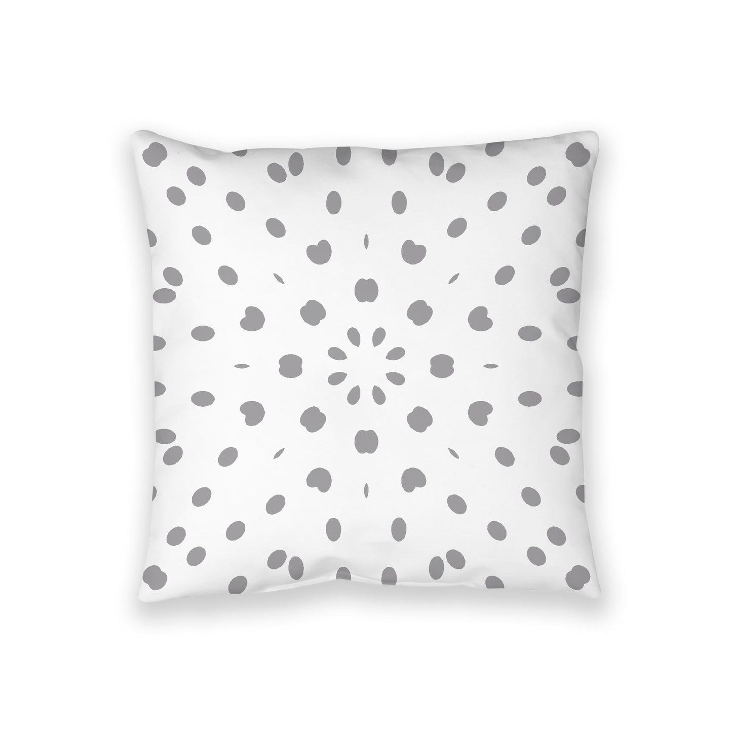 White Spun Polyester Floor Pillow, Grey Burst on Top, White Bottom, 36 x 36 inches