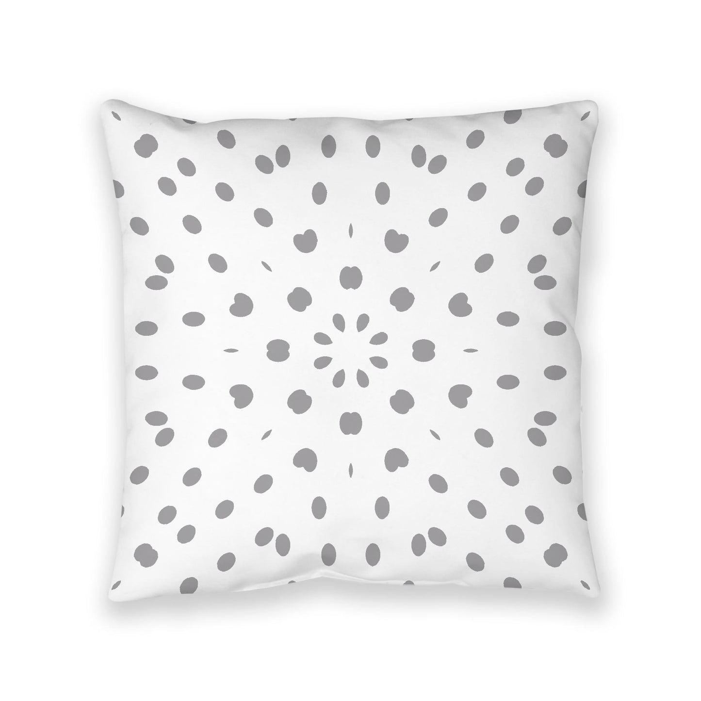 White Spun Polyester Floor Pillow, Grey Burst on Top, White Bottom, 40 x 40 inches