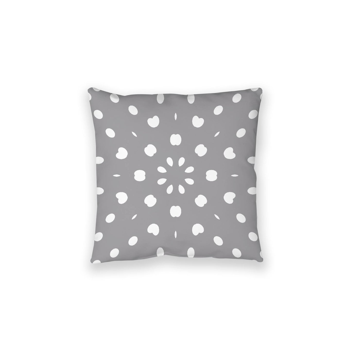 Grey Spun Polyester Floor Pillow, White Burst Pattern on Top, Grey Bottom, 28 x 28 inches