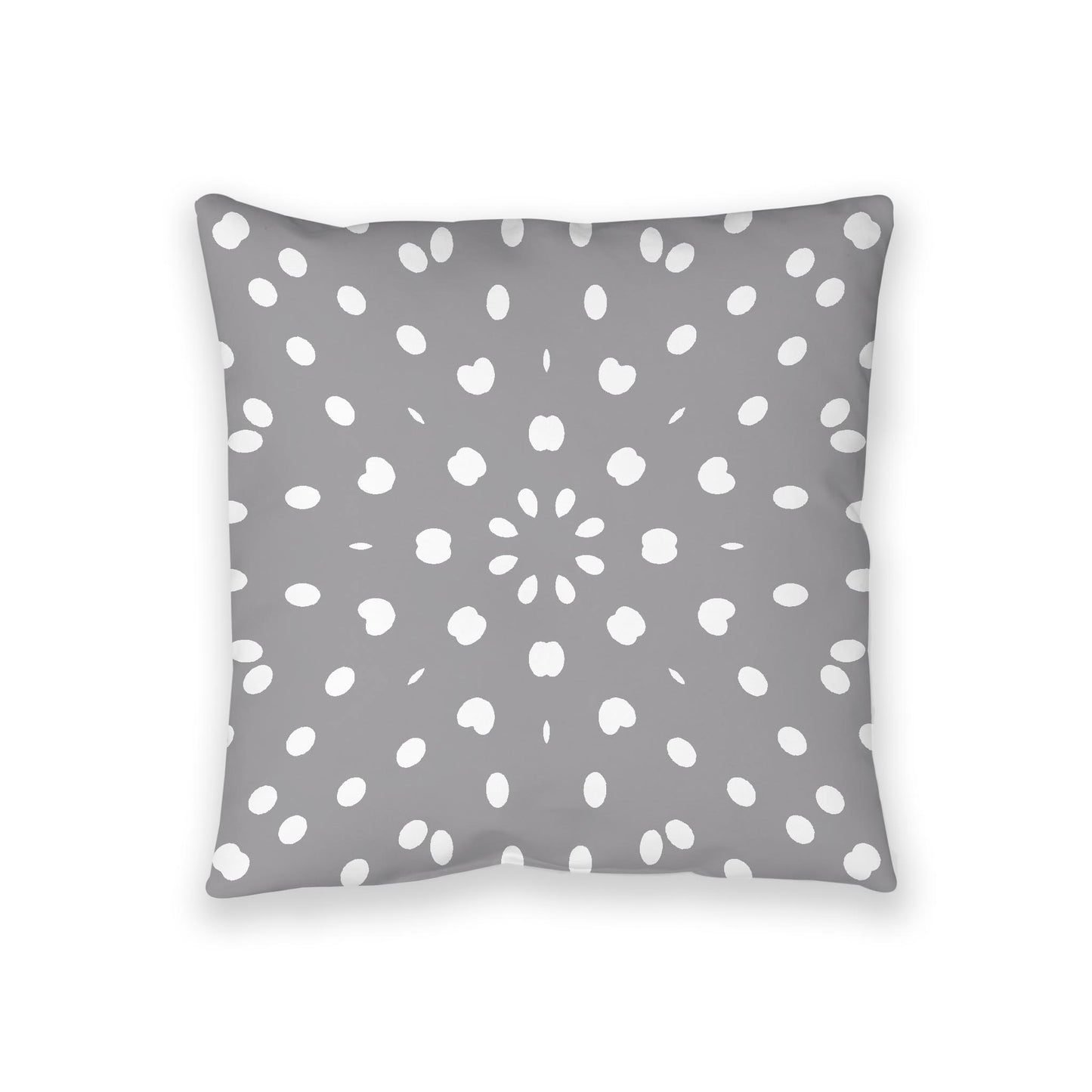 Grey Spun Polyester Floor Pillow, White Burst Pattern on Top, Grey Bottom, 36 x 36 inches