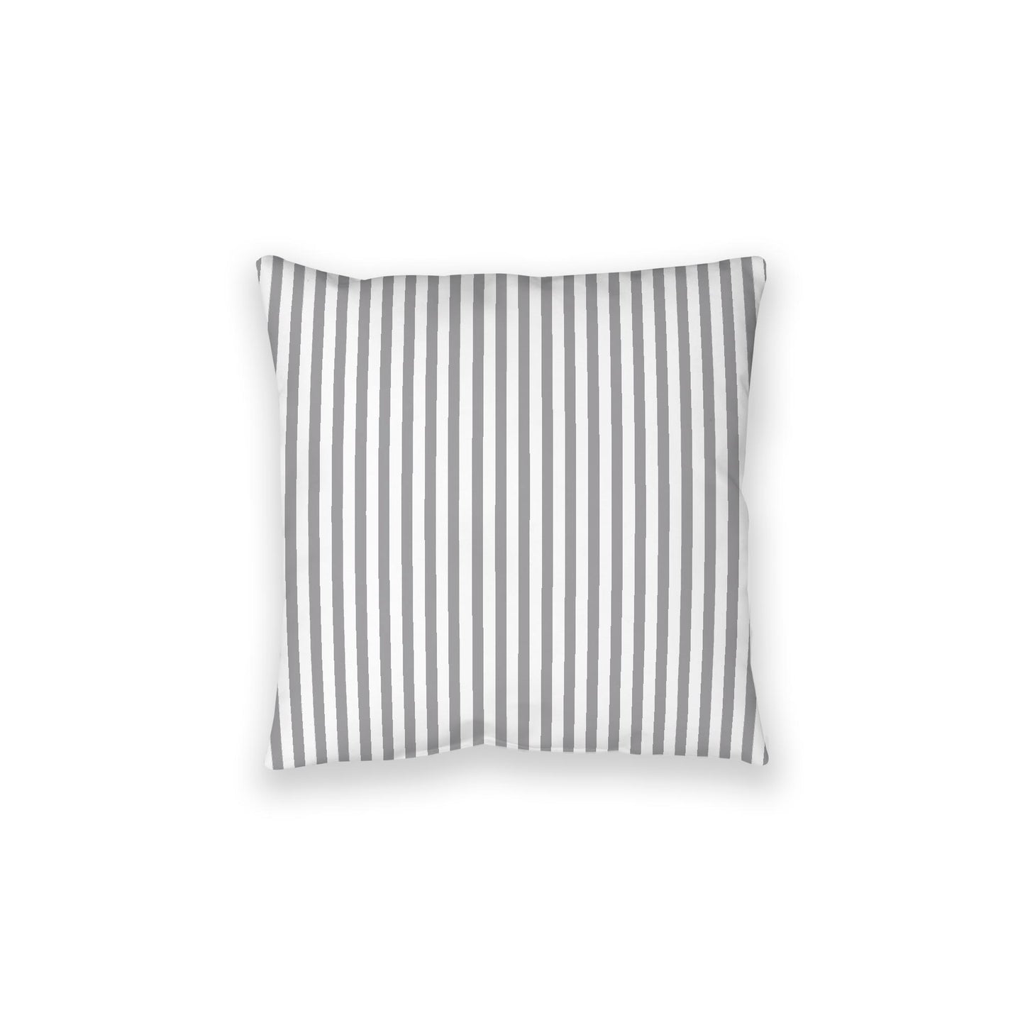 White Spun Polyester Floor Pillow, Thin Grey Bars on Top, White Bottom, 28 x 28 inches