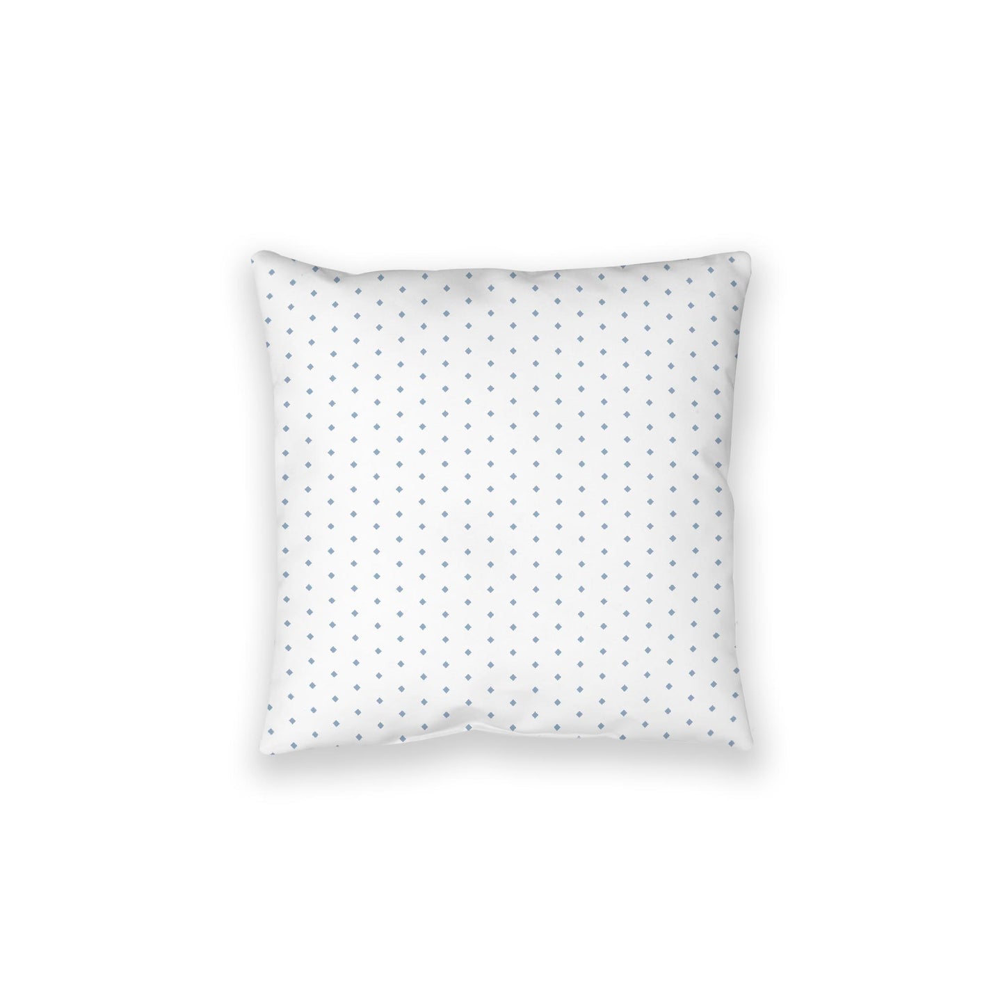 White Spun Polyester Floor Pillow, Blue Diamonds on Top, White Bottom, 28 x 28 inches