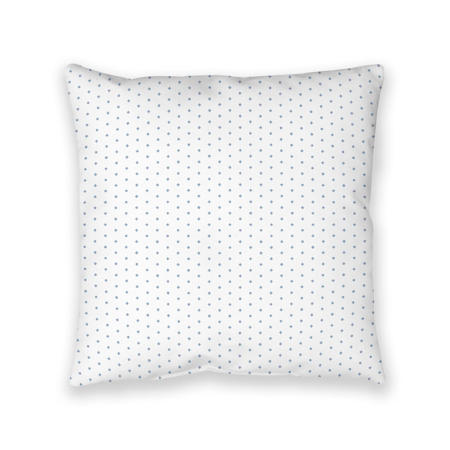 White Spun Polyester Floor Pillow, Blue Diamonds on Top, White Bottom, 40 x 40 inches